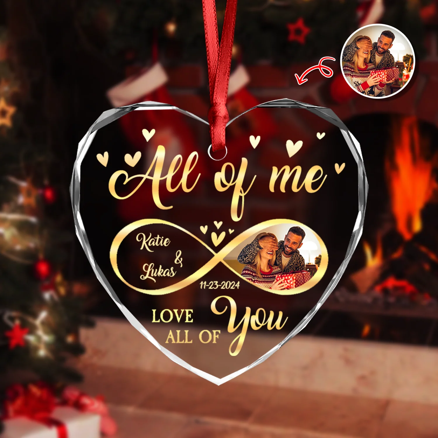 Custom Photo All Of Me Loves All Off You Couple Heart Shape Glass Ornament HA75 892836 - Image 11