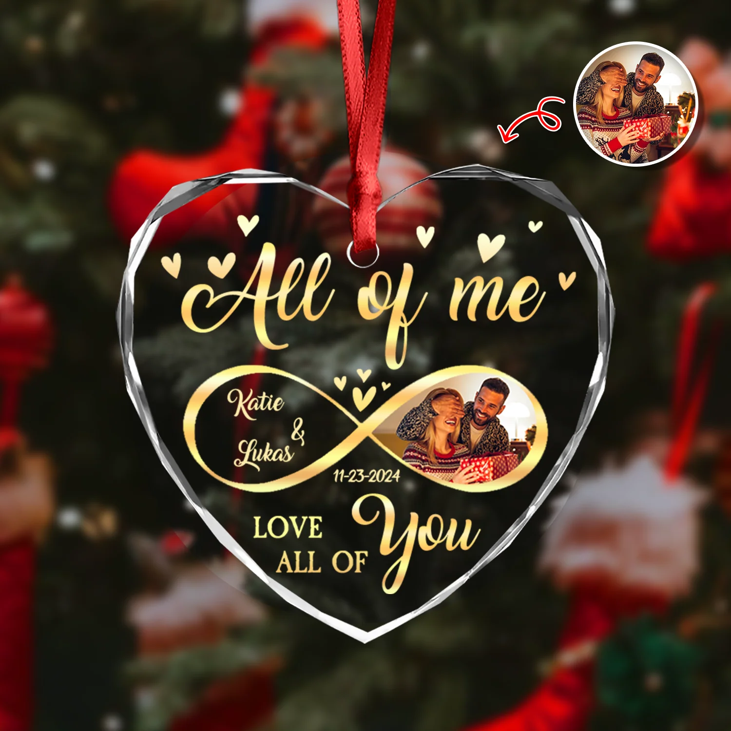 Custom Photo All Of Me Loves All Off You Couple Heart Shape Glass Ornament HA75 892836 - Image 12