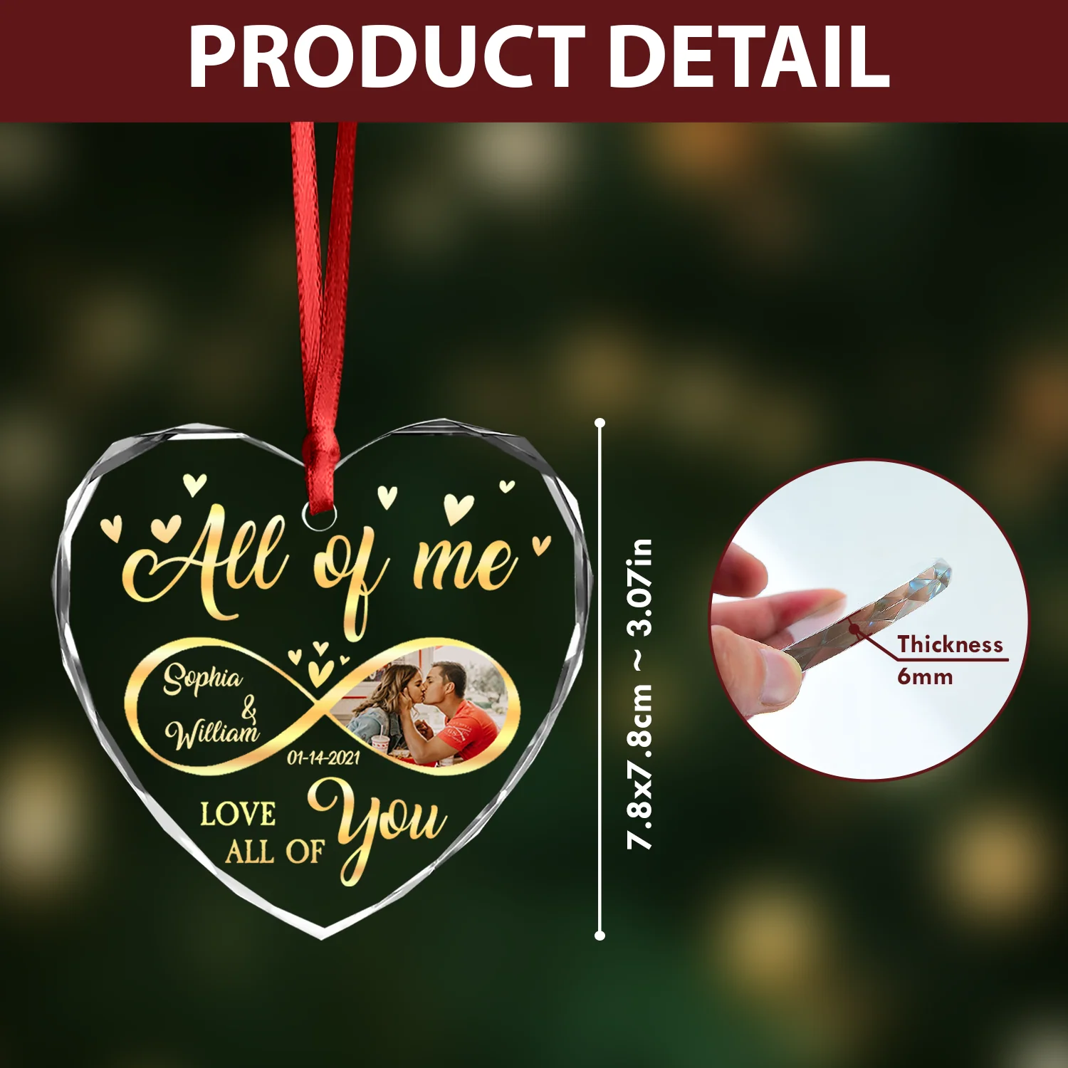 Custom Photo All Of Me Loves All Off You Couple Heart Shape Glass Ornament HA75 892836 - Image 13