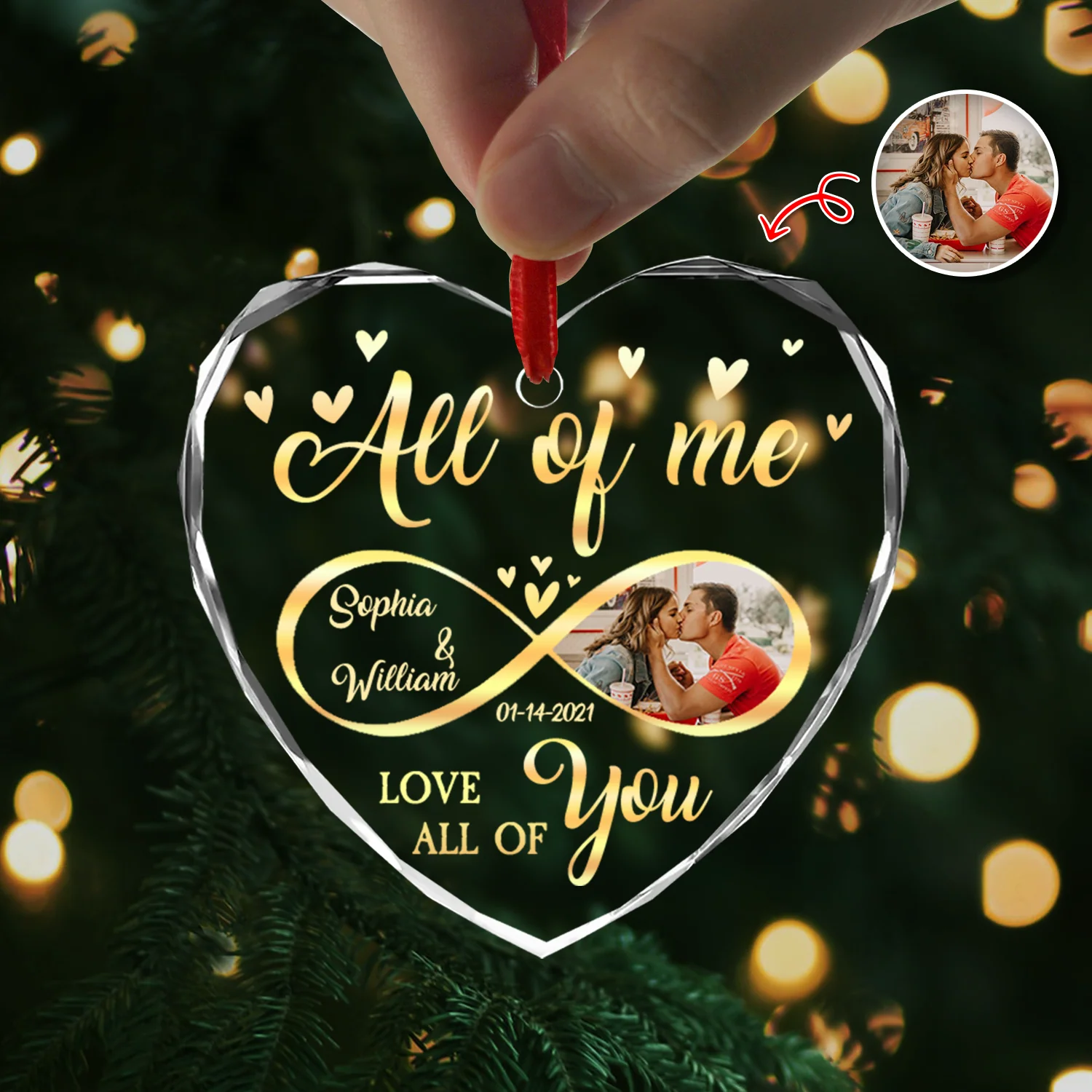 Custom Photo All Of Me Loves All Off You Couple Heart Shape Glass Ornament HA75 892836 - Image 14