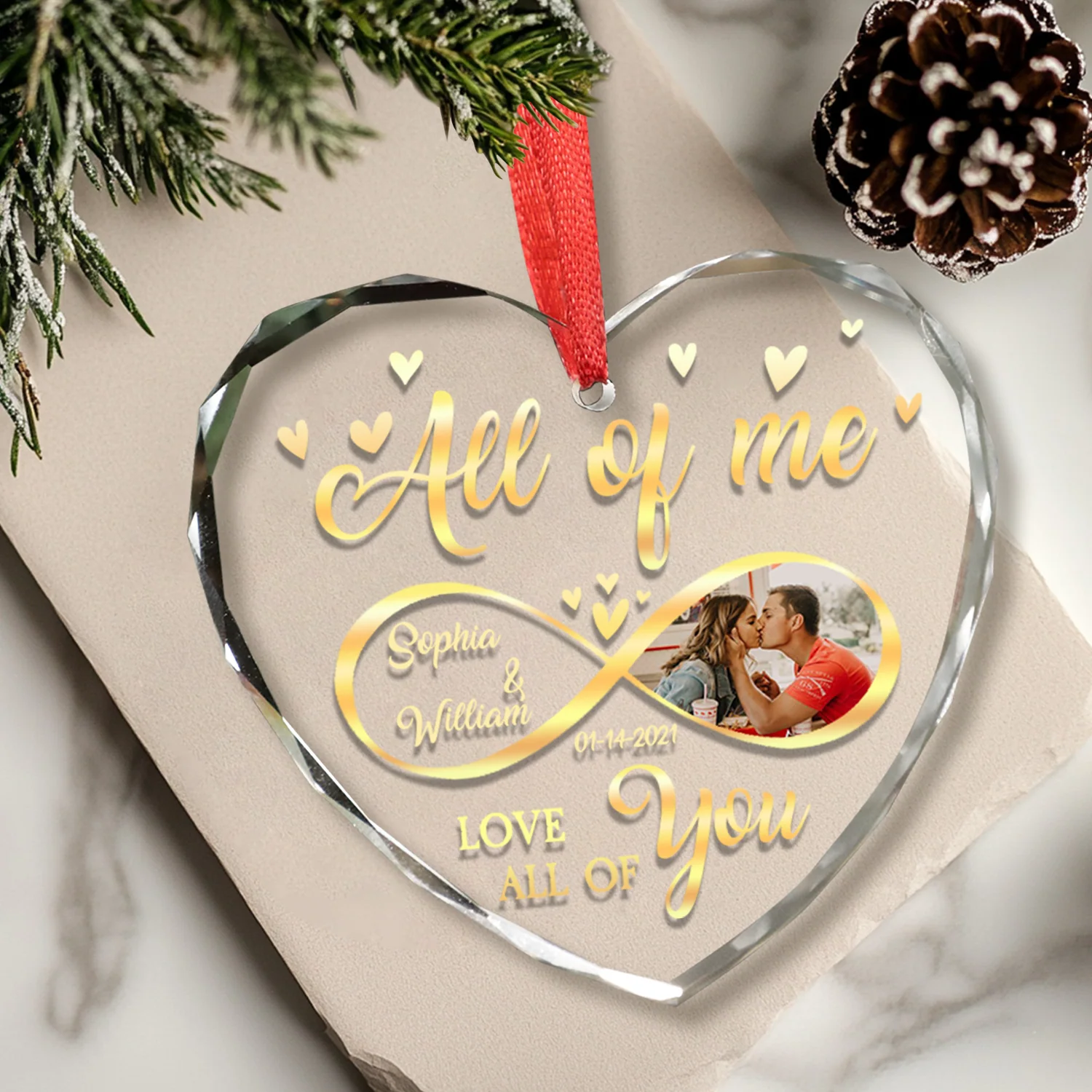 Custom Photo All Of Me Loves All Off You Couple Heart Shape Glass Ornament HA75 892836 - Image 15
