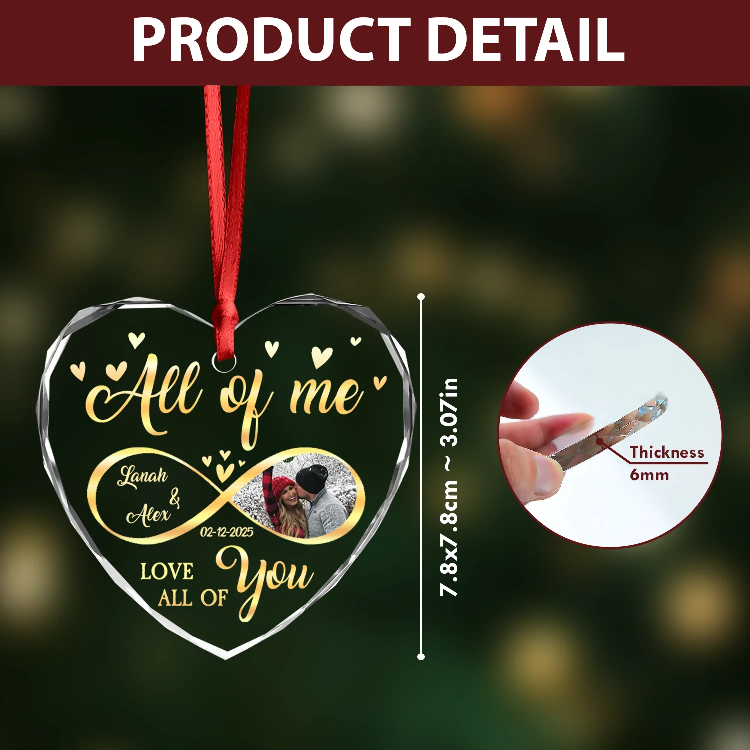 Custom Photo All Of Me Loves All Off You Couple Heart Shape Glass Ornament HA75 892836 - Image 17