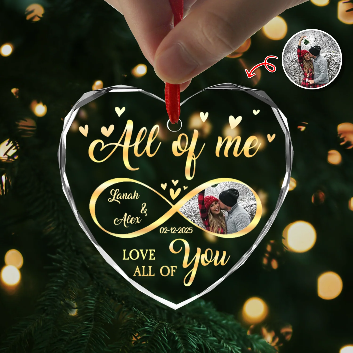 Custom Photo All Of Me Loves All Off You Couple Heart Shape Glass Ornament HA75 892836 - Image 20