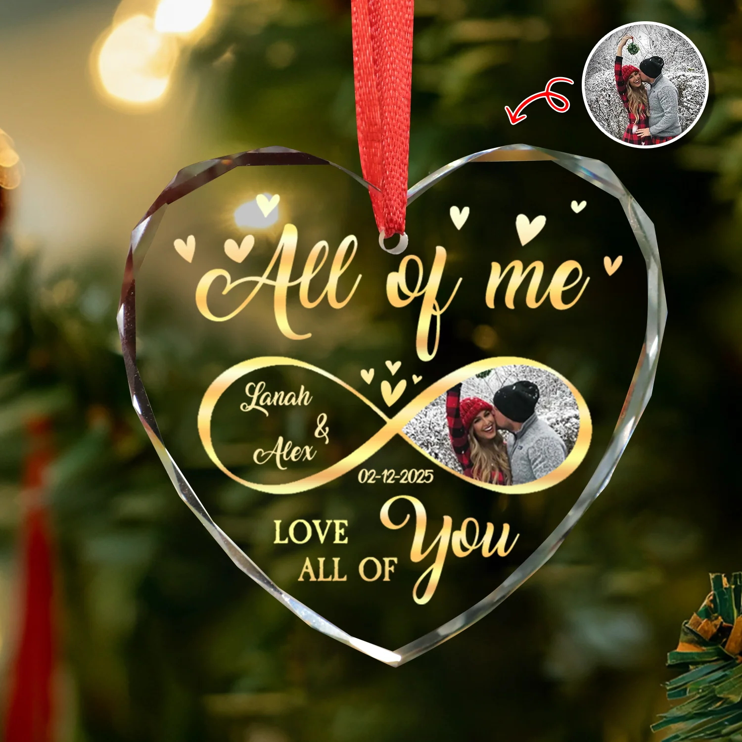 Custom Photo All Of Me Loves All Off You Couple Heart Shape Glass Ornament HA75 892836 - Image 22