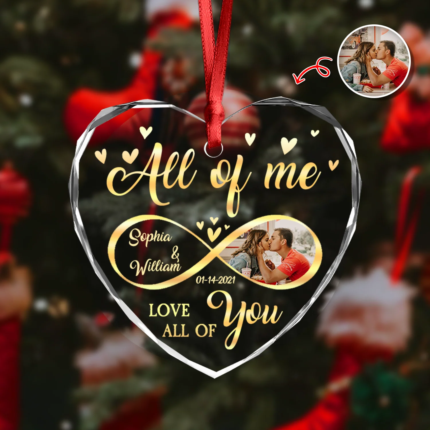 Custom Photo All Of Me Loves All Off You Couple Heart Shape Glass Ornament HA75 892836 - Image 3