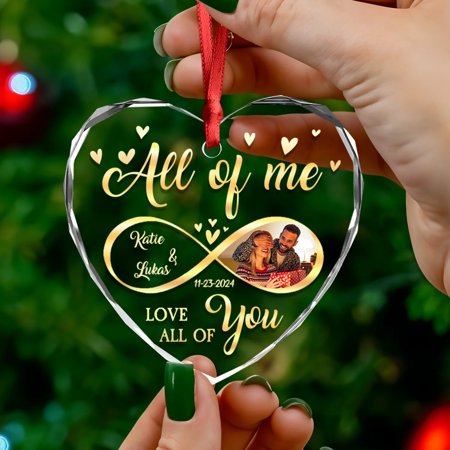 Custom Photo All Of Me Loves All Off You Couple Heart Shape Glass Ornament HA75 892836 - Image 5