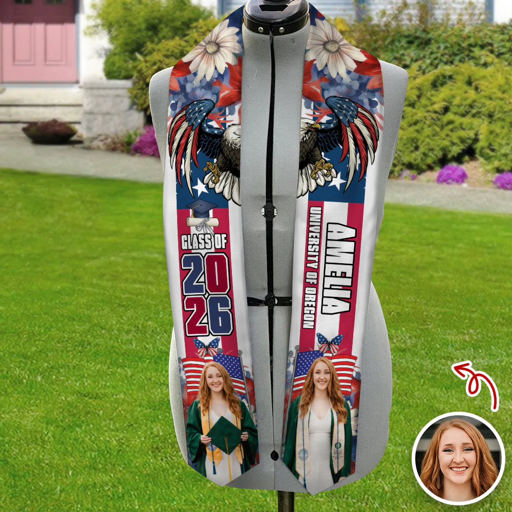 Custom Photo 250 Years of America Years Of Freedom Class Of 2026 Graduation Stole LM32 897693 - Image 2