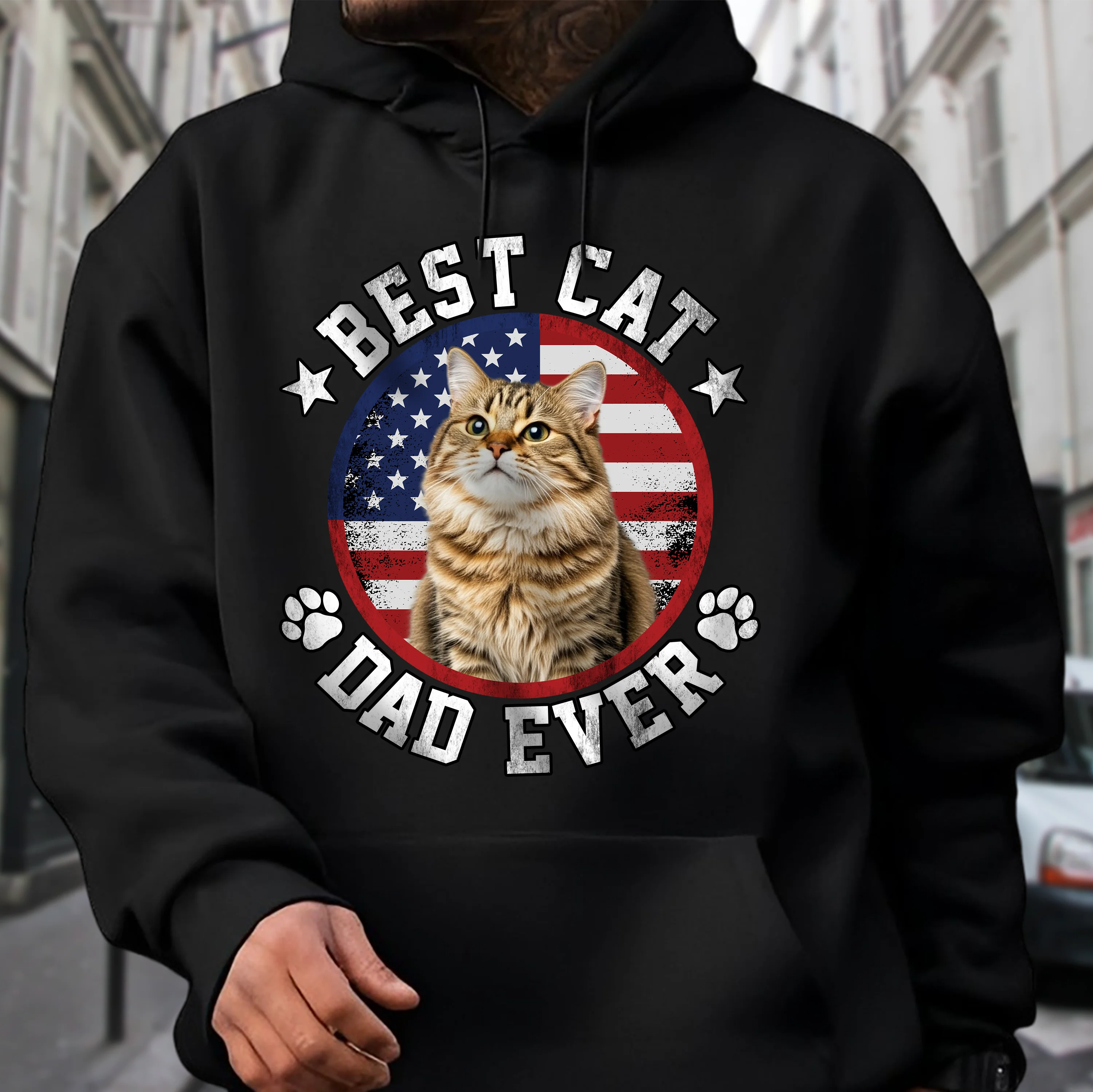 Custom Photo Best Dog Dad Ever With US Flag Dark Shirt HA75 892526 - Image 3