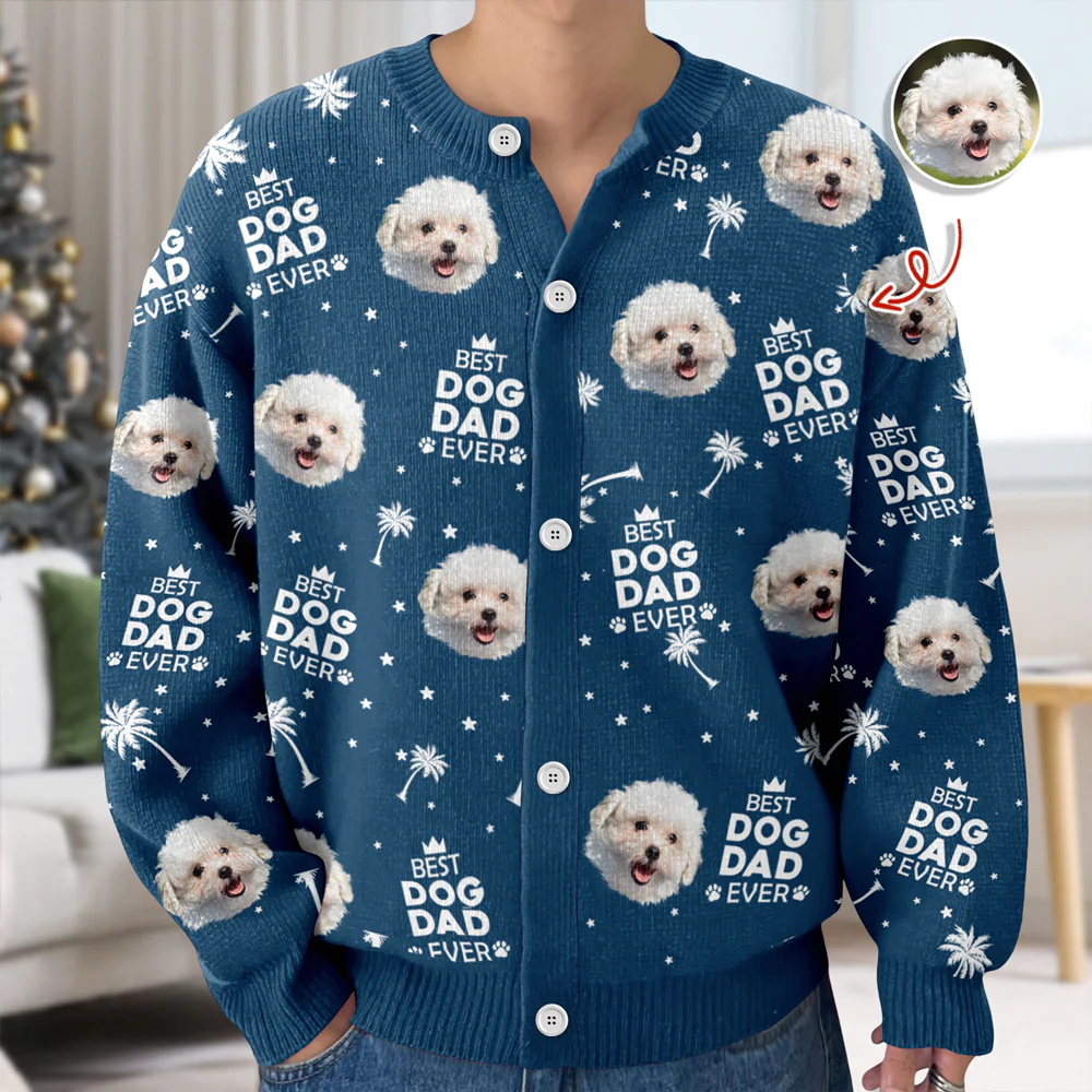 Custom Photo Best Dog Dad Mom Ever Family Cardigan CH07 899572 - Image 3
