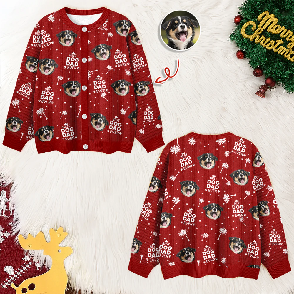 Custom Photo Best Dog Dad Mom Ever Family Cardigan CH07 899572 - Image 4