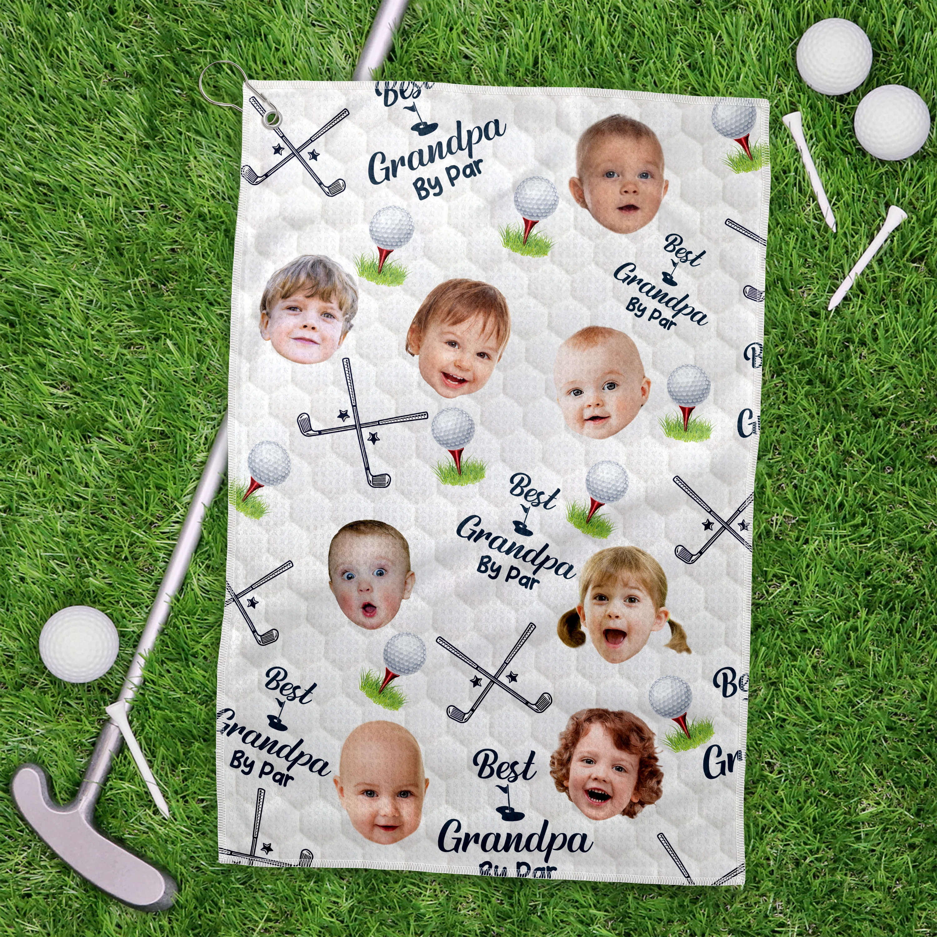 Custom Photo Best Grandpa By Par Golf Towel Gift For Dad, Grandpa, Golf Lover HO82 902168 - Image 2