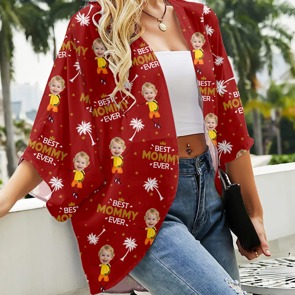 Custom Photo Best Mom Ever Coconut Palm Kimono TH10 894157 - Image 2