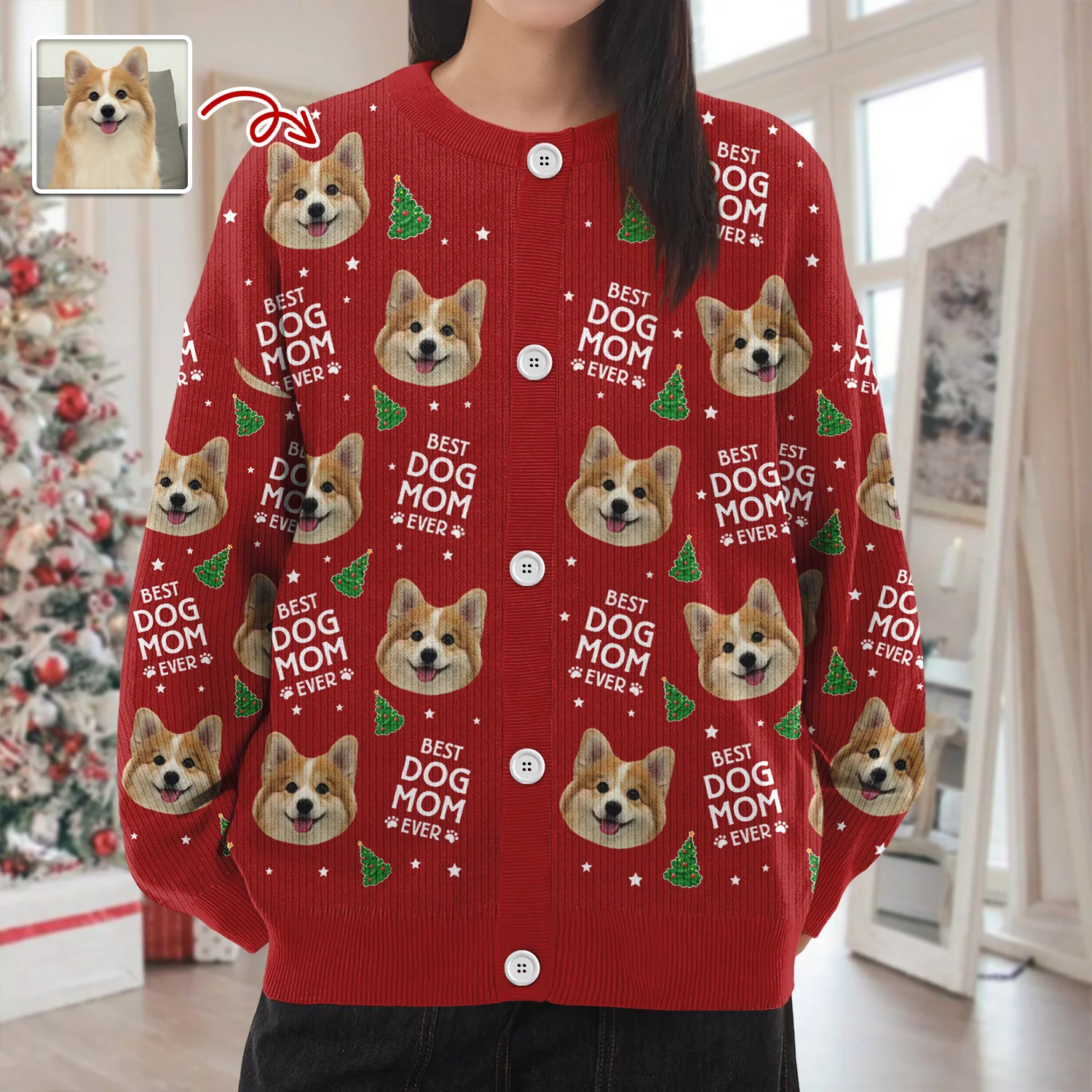 Custom Photo Best Pet Dad Mom Ever - Personalized Ugly Cardigan LM32 897261 - Image 2