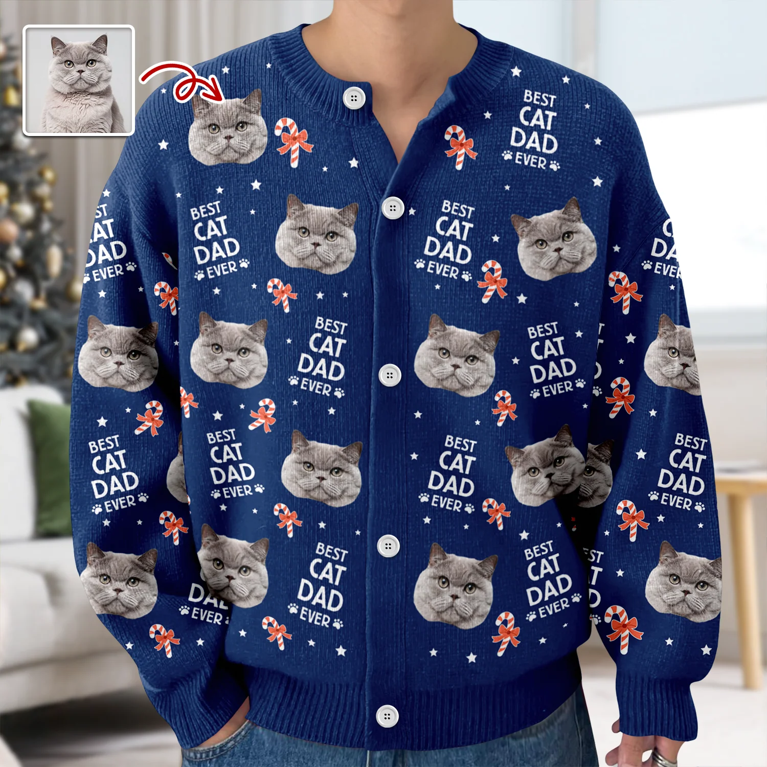 Custom Photo Best Pet Dad Mom Ever - Personalized Ugly Cardigan LM32 897261 - Image 4