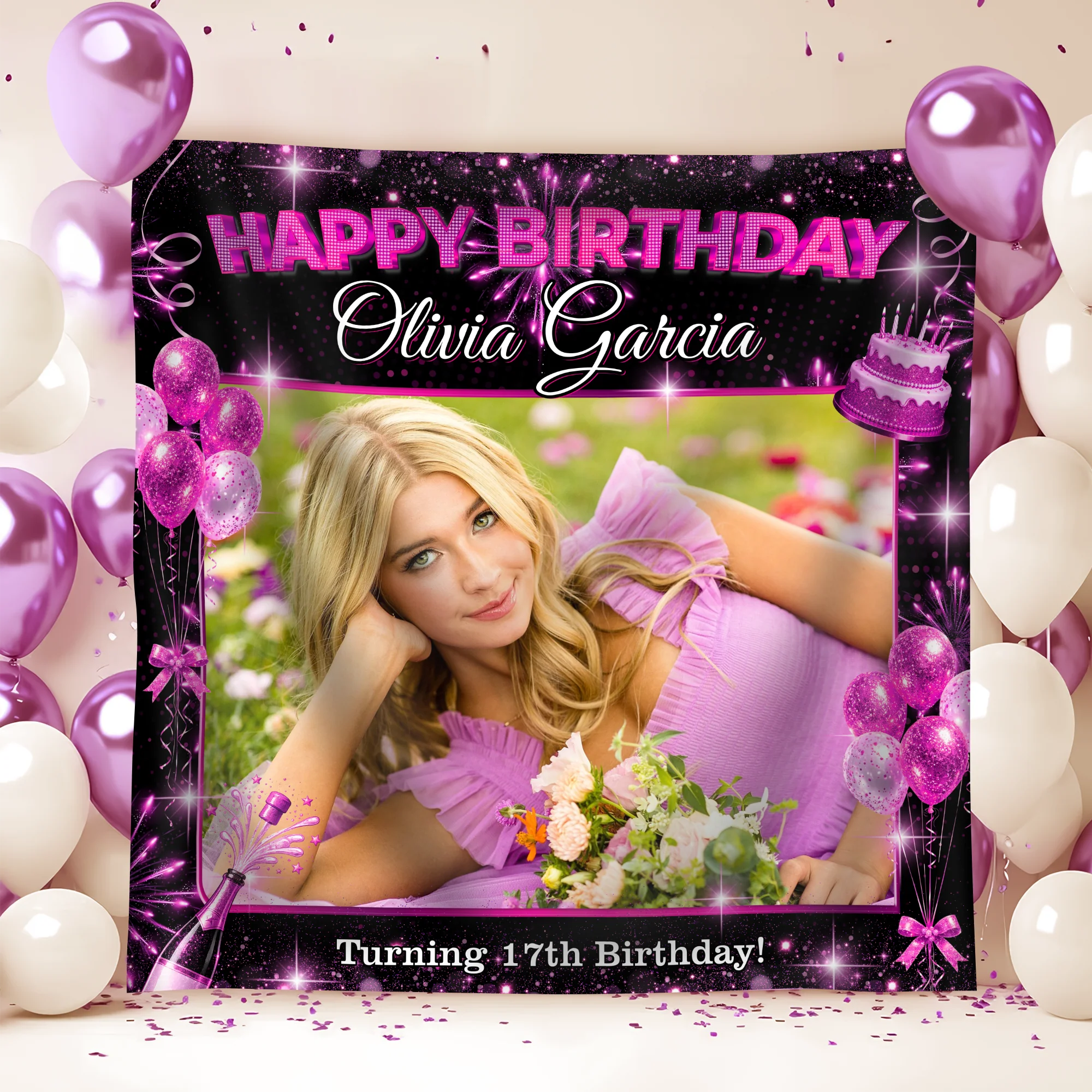 Custom Photo Birthday Personalized Backdrop Decor for Birthday Celebration HA75 920510 - Image 2