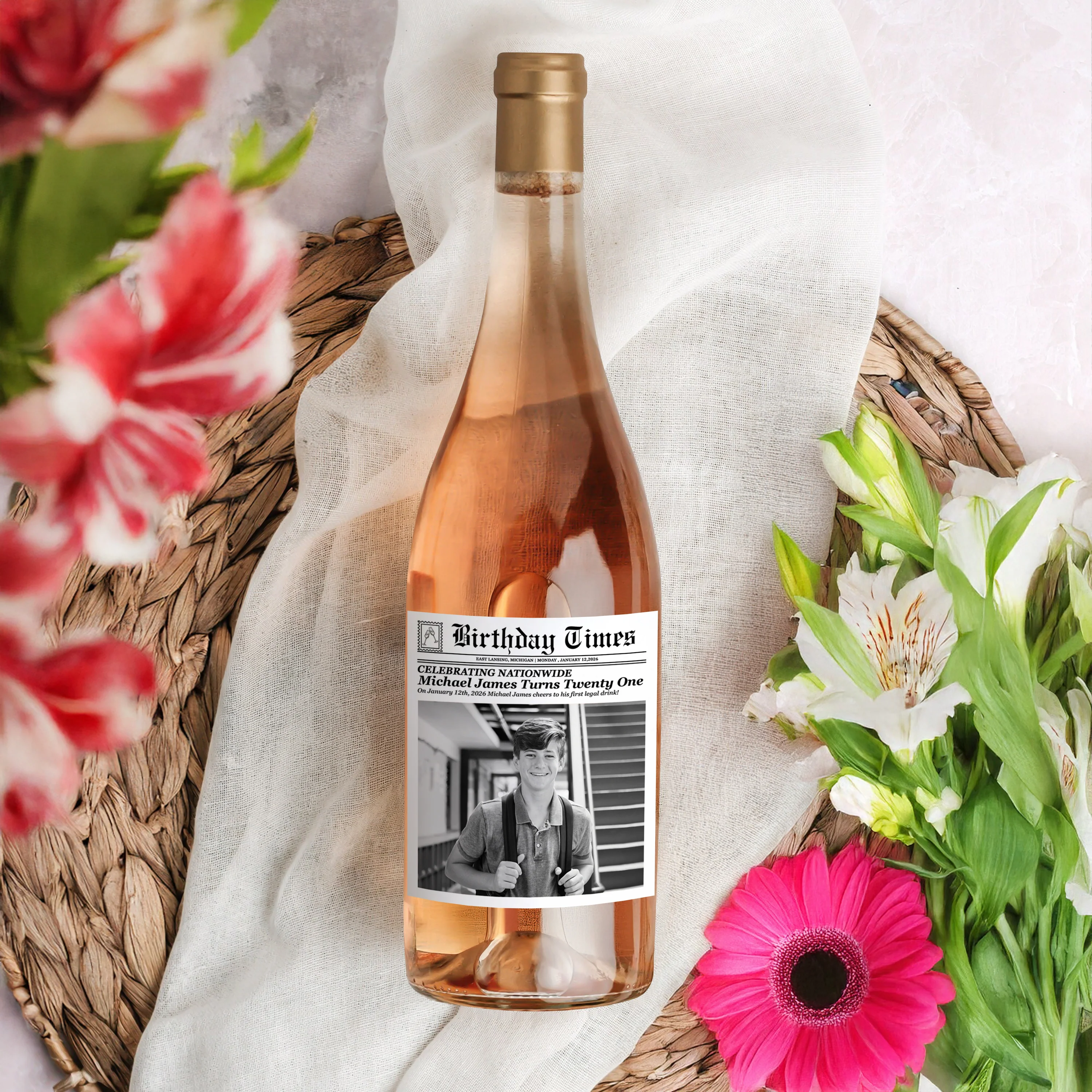 Custom Photo Birthday Times Wine Label For Birthday Party Decor Gift LM32 899927 - Image 4