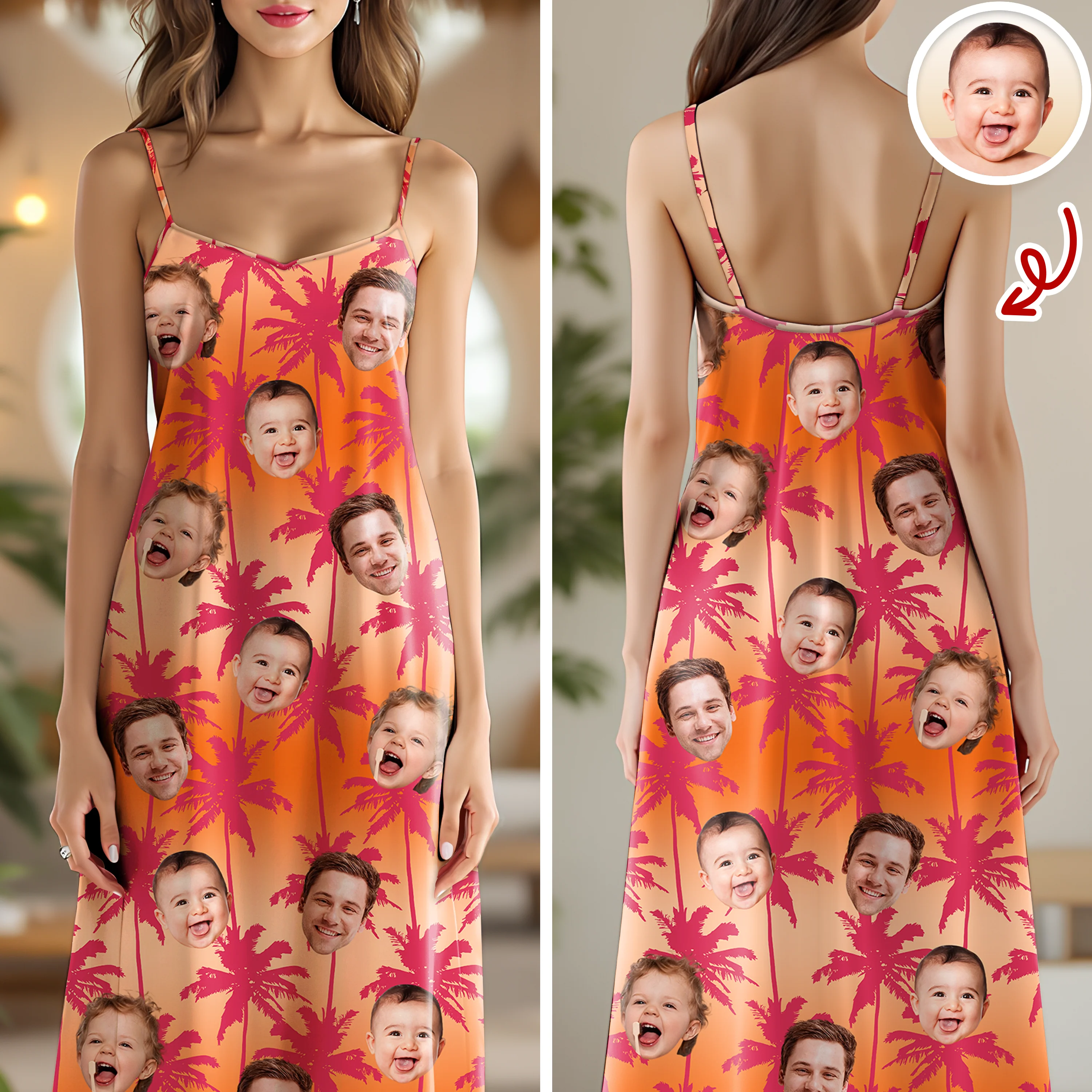 Custom Photo Blue Palm Hawaii Cami Maxi Dress HO82 901996 - Image 2