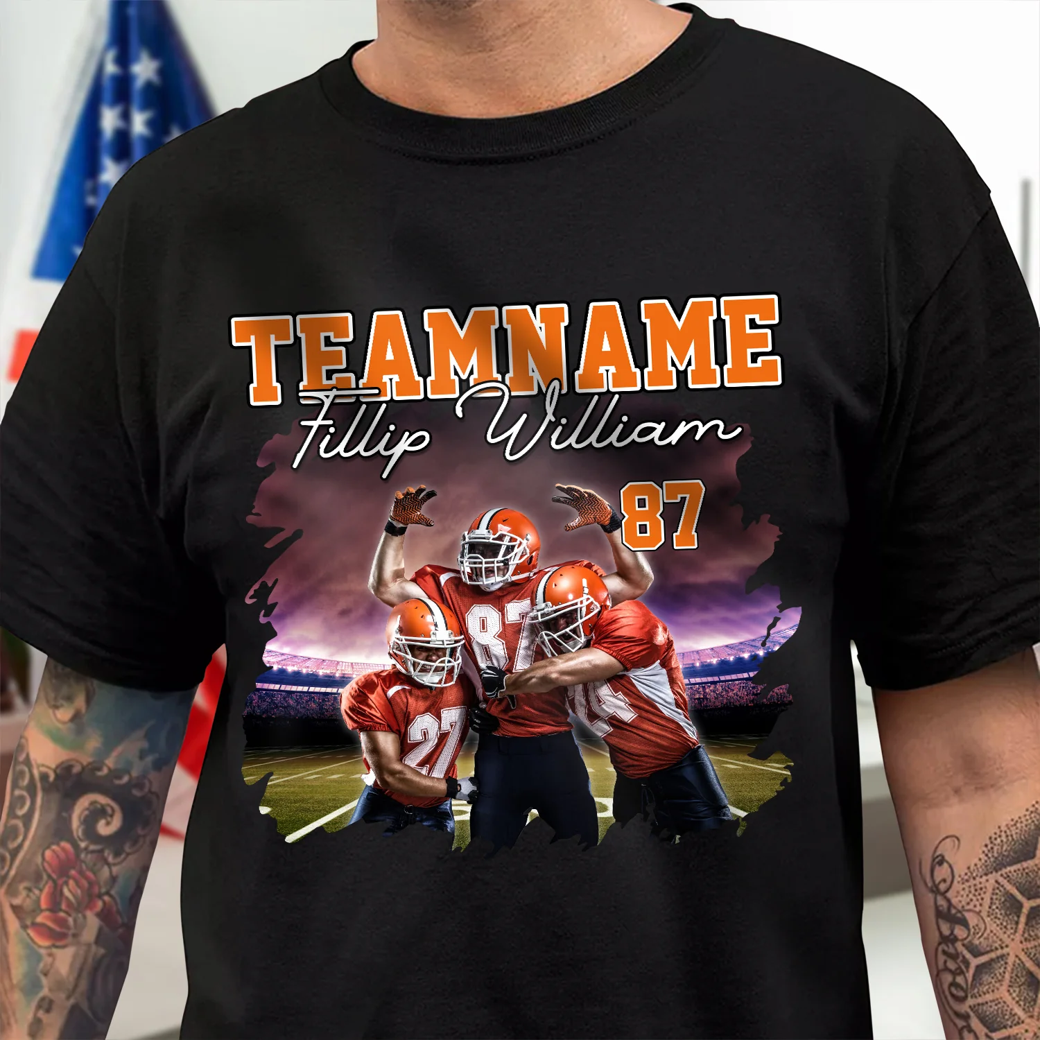 Custom Photo Bootleg Rap Tee Football Dark Shirt CH07 899456 - Image 2