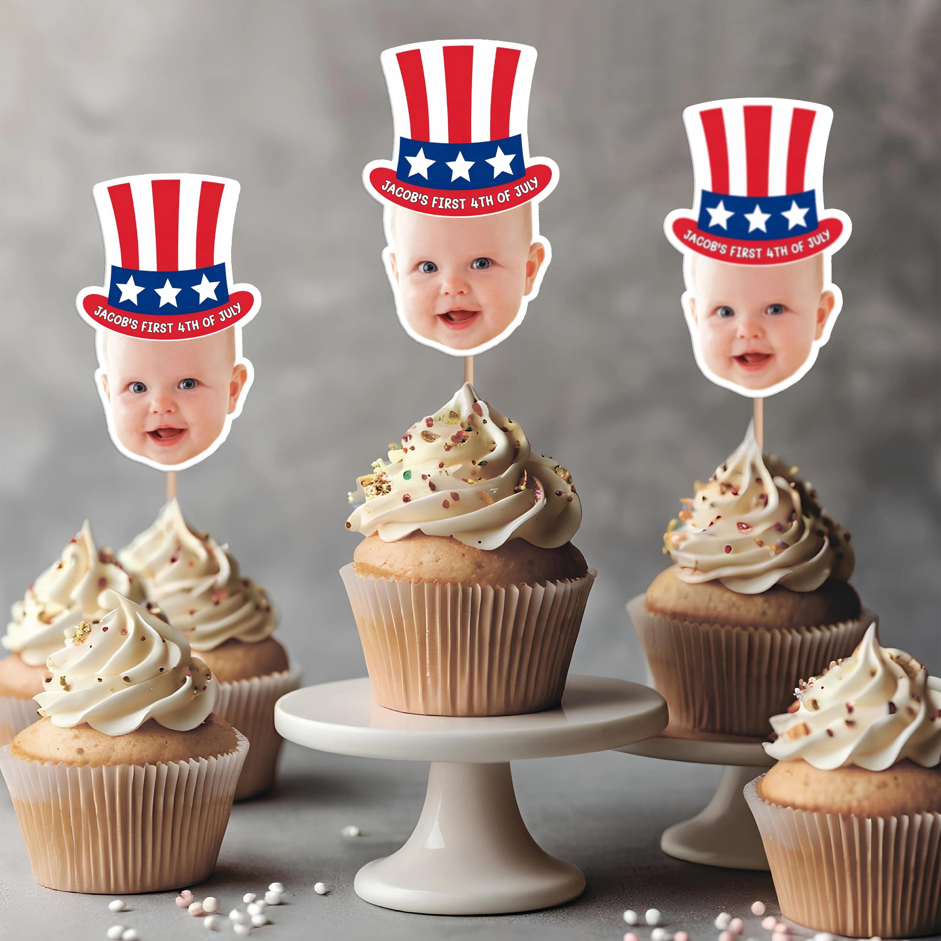 Custom Photo Born In America's 250th Years - First 4th Of July  Personalized Cupcake Toppers HA75 921674 - Image 6