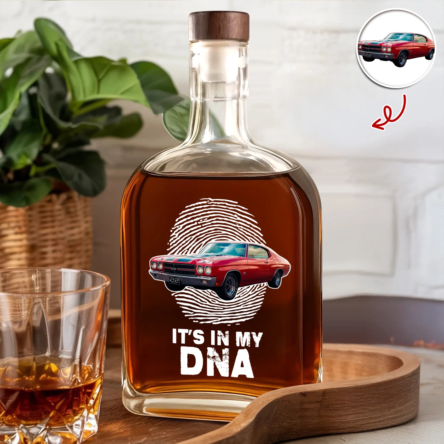 Custom Photo Car Is My DNA Whiskey Bottle HA75 897976 - Image 6