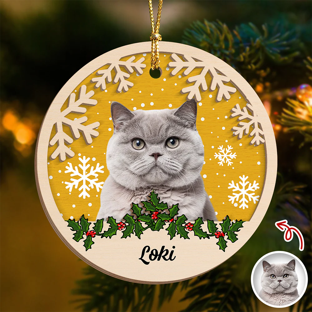 Custom Photo Cat Christmas - Personalized 2-Layered Wooden Ornament CH07 896864 - Image 3