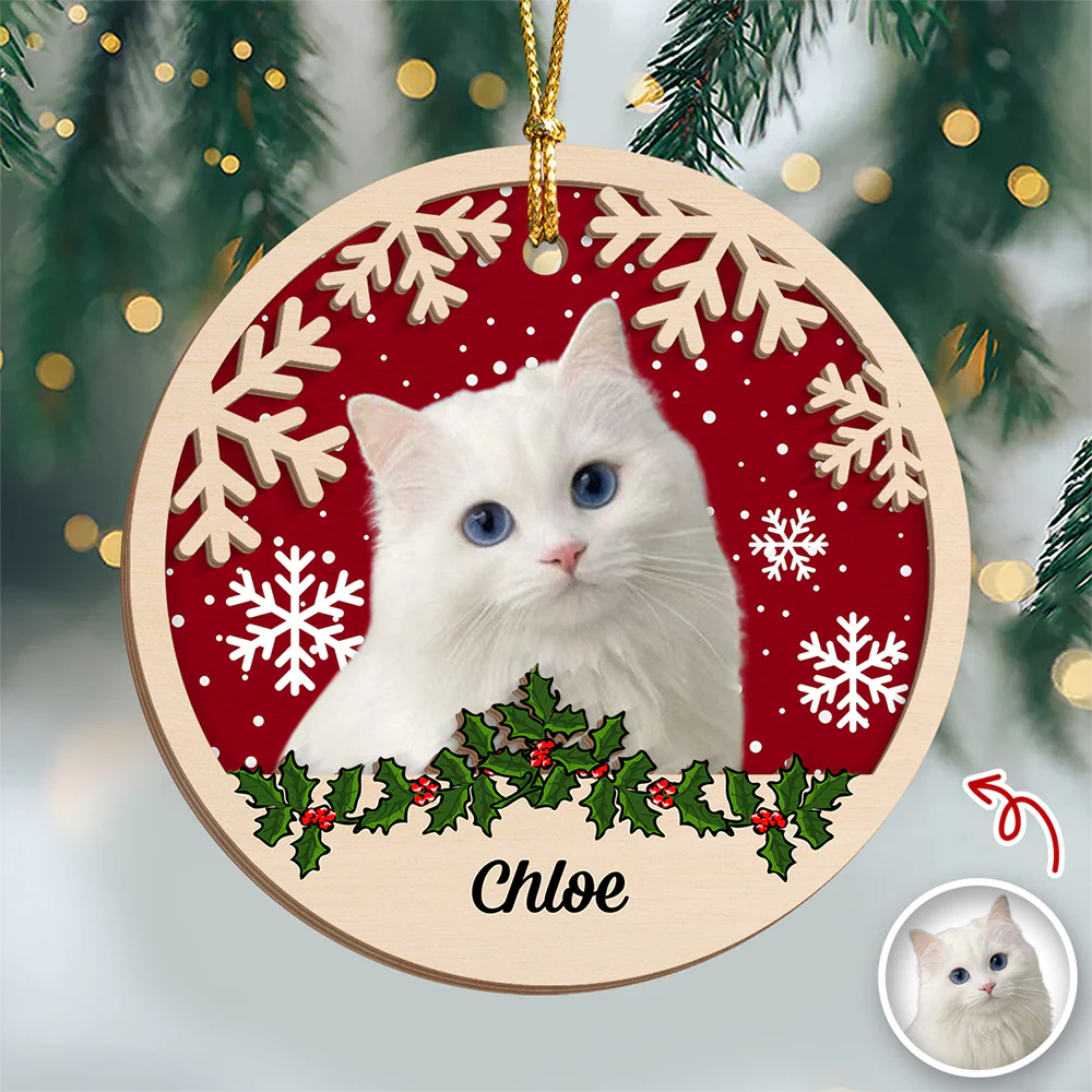 Custom Photo Cat Christmas - Personalized 2-Layered Wooden Ornament CH07 896864 - Image 6