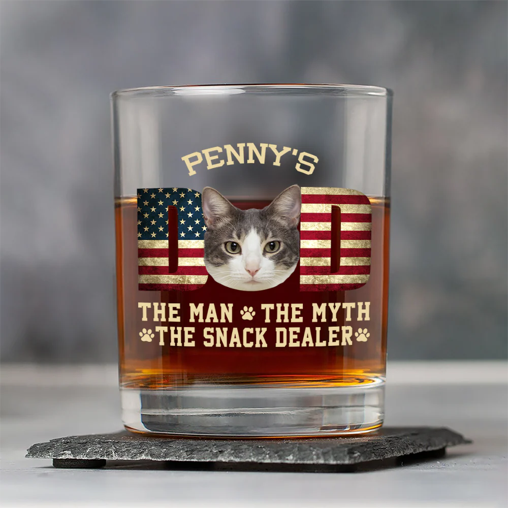 Custom Photo Cat Dad The Man The Myth American Flag Dad Rock Glass HA75 892400 - Image 13