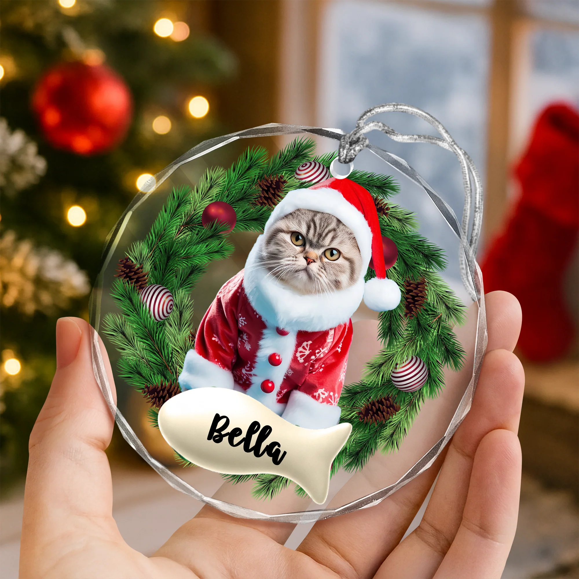 Custom Photo Cat Lovers - Personalized Glass Ornament CH07 899700 - Image 2