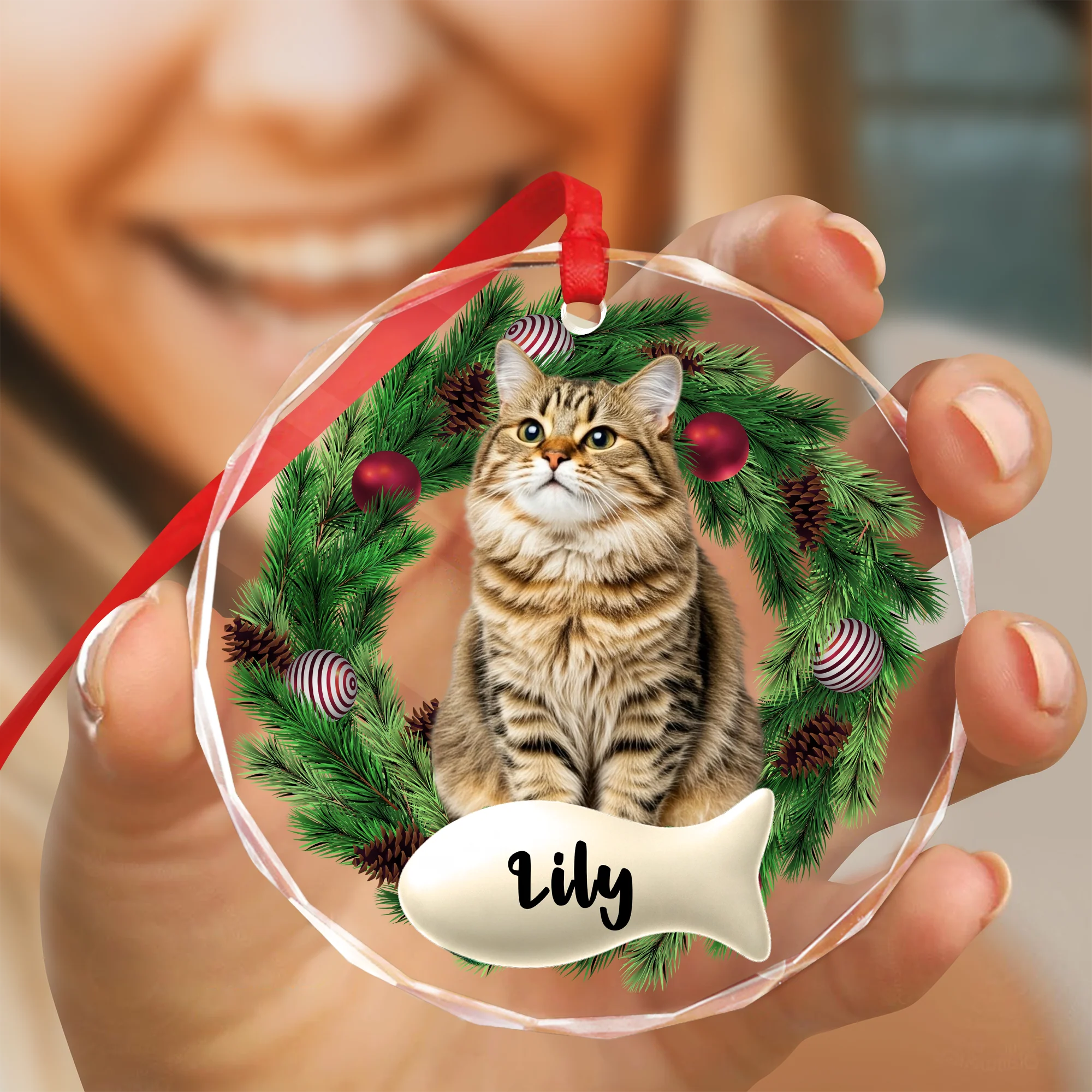 Custom Photo Cat Lovers - Personalized Glass Ornament CH07 899700 - Image 3