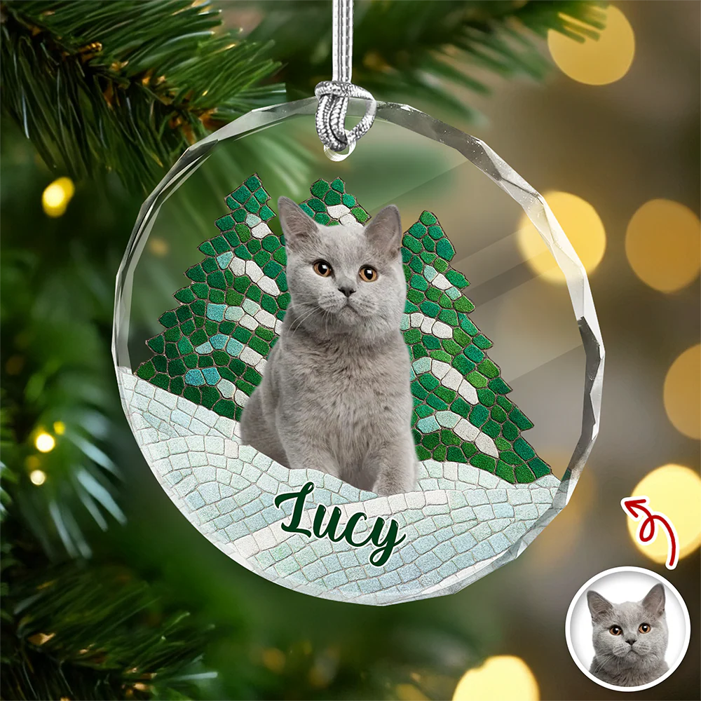Custom Photo Cat Mosaic Style Glass Ornament Christmas Gift LM32 895049 - Image 8