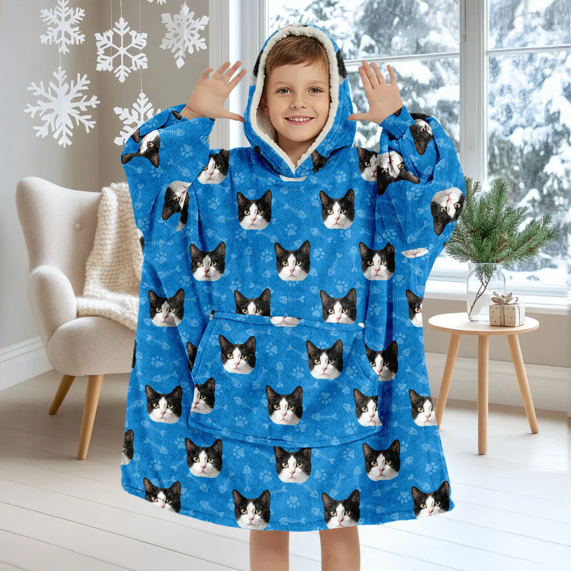 Custom Photo Cat Pattern Hoodie Blanket HA75 898280 - Image 3