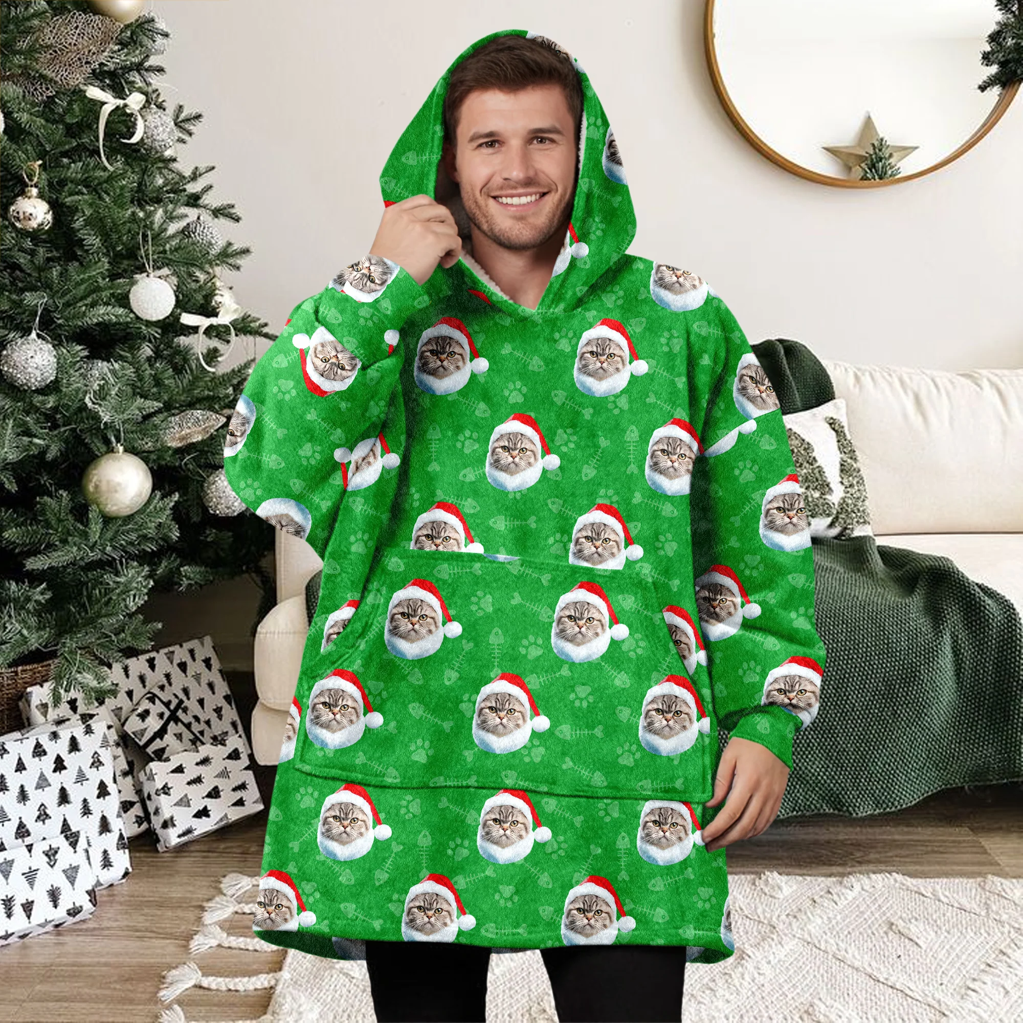 Custom Photo Cat Pattern Hoodie Blanket HA75 898280 - Image 6
