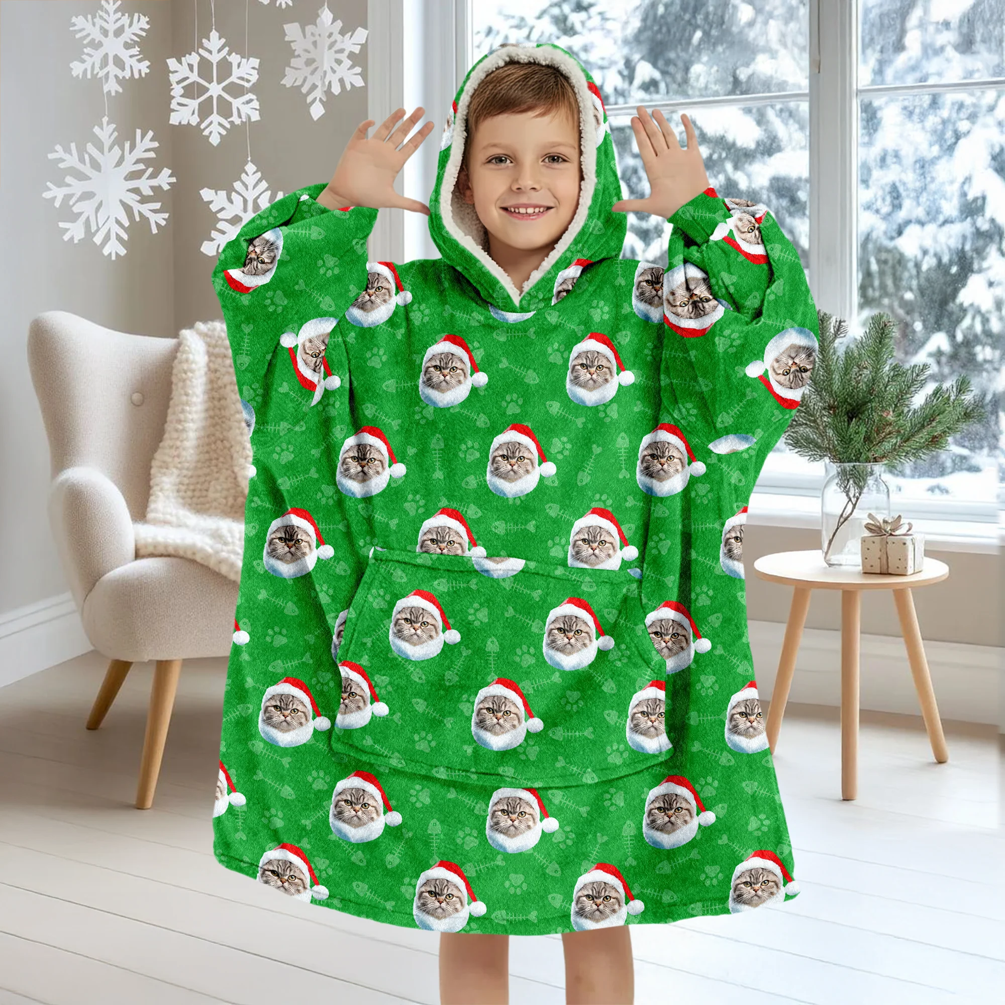Custom Photo Cat Pattern Hoodie Blanket HA75 898280 - Image 9