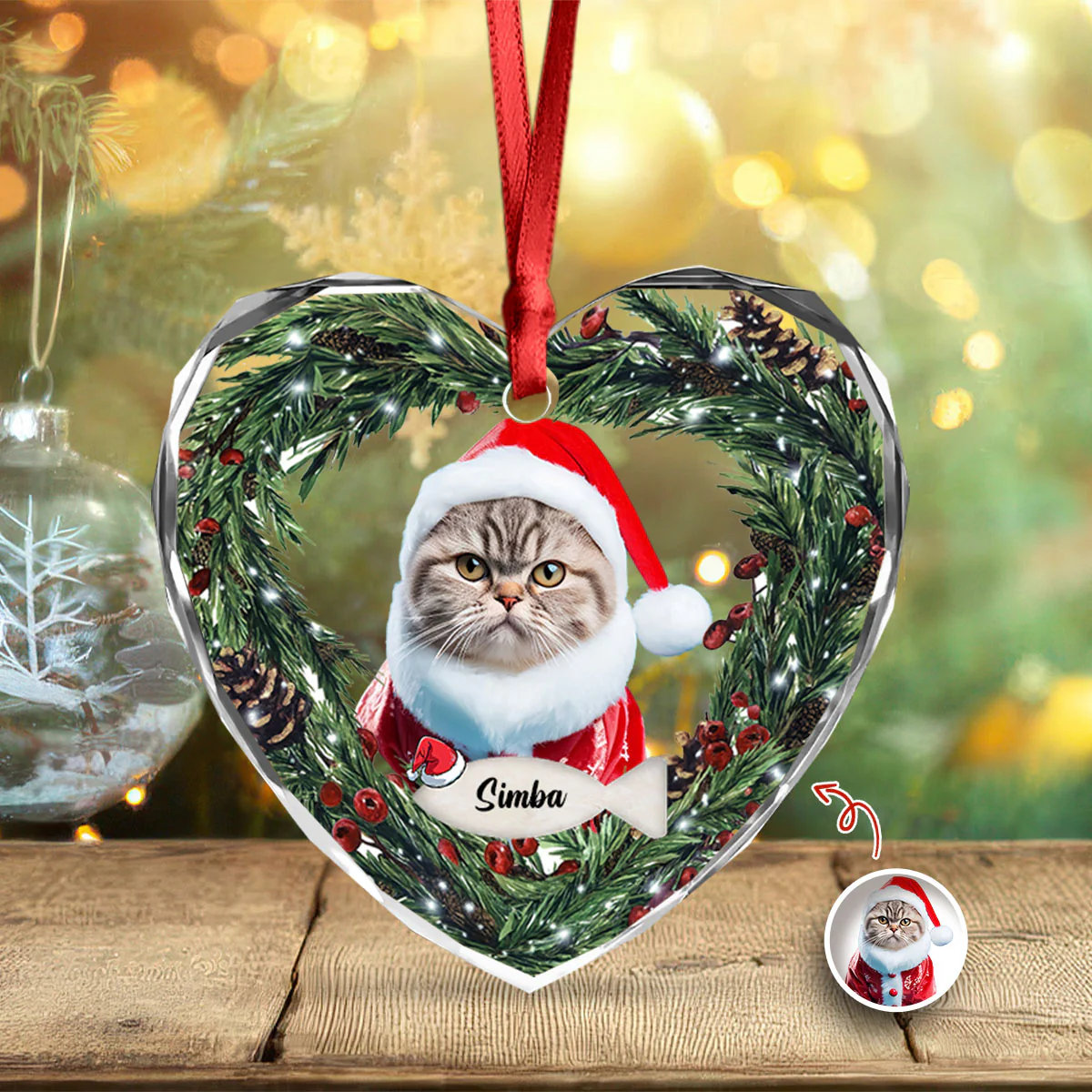 Custom Photo Cat Personalized Heart Shaped Glass Ornament For Christmas HA75 897470 - Image 8