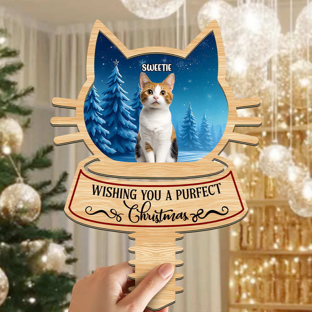 Custom Photo Cat Wishing You A Purfect Christmas Tree Topper CH07 896844 - Image 5