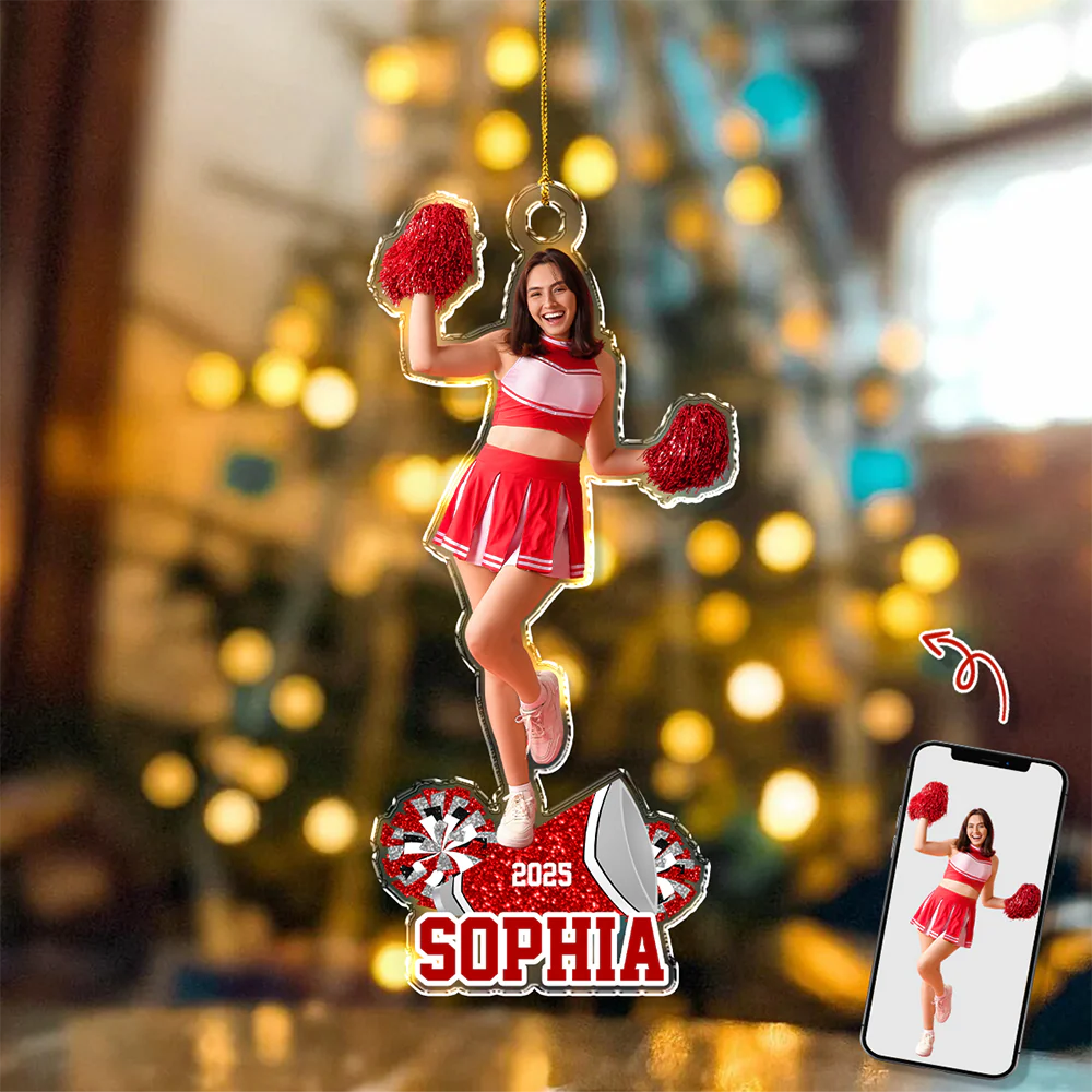 Custom Photo Cheerleading Team Christmas Gift Acrylic Ornament HA75 897344 - Image 3