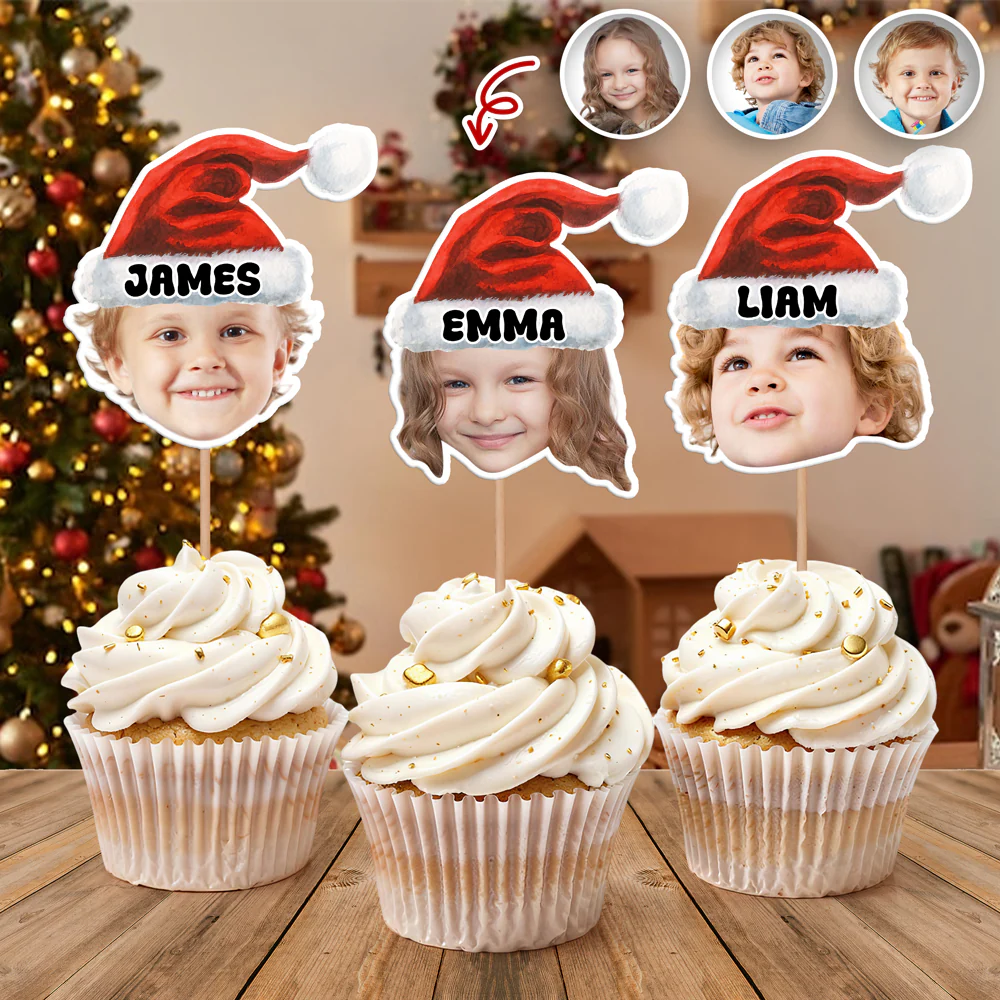 Custom Photo Christmas Party Cupcake Toppers LM32 895533 - Image 2