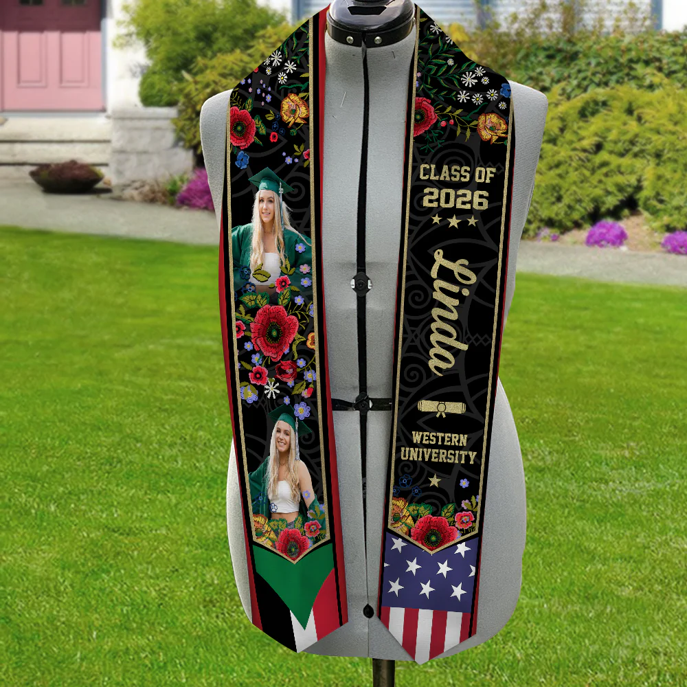 Custom Photo Class of 2026 Country Flag Graduation Stole HA75 898892 - Image 2