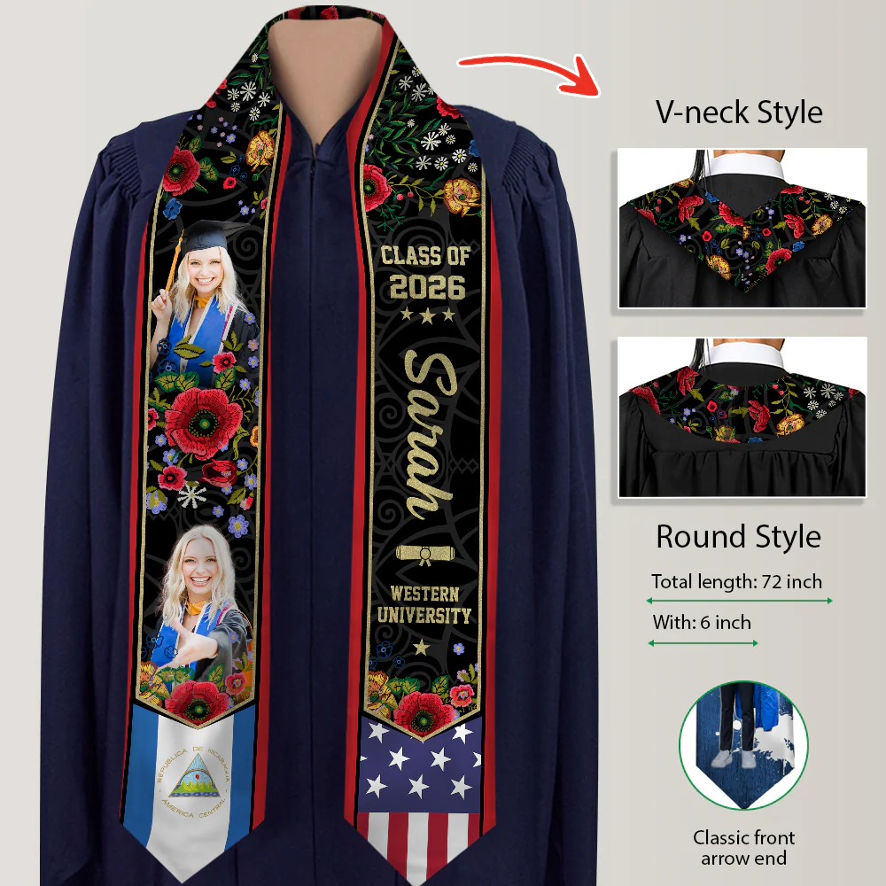 Custom Photo Class of 2026 Country Flag Graduation Stole HA75 898892 - Image 8