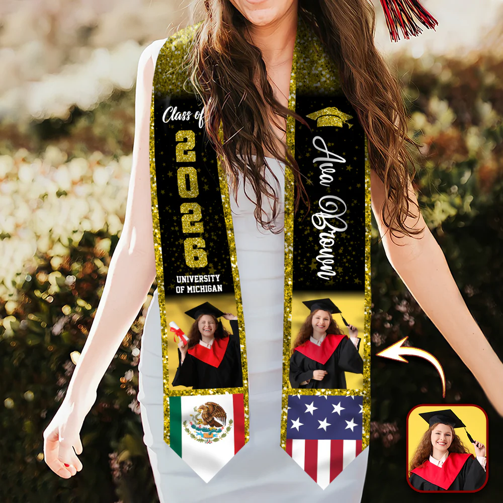 Custom Photo Class of 2026 Flag Graduation Stoles - Graduation Gift, Senior Gift HO82 901640 - Image 5