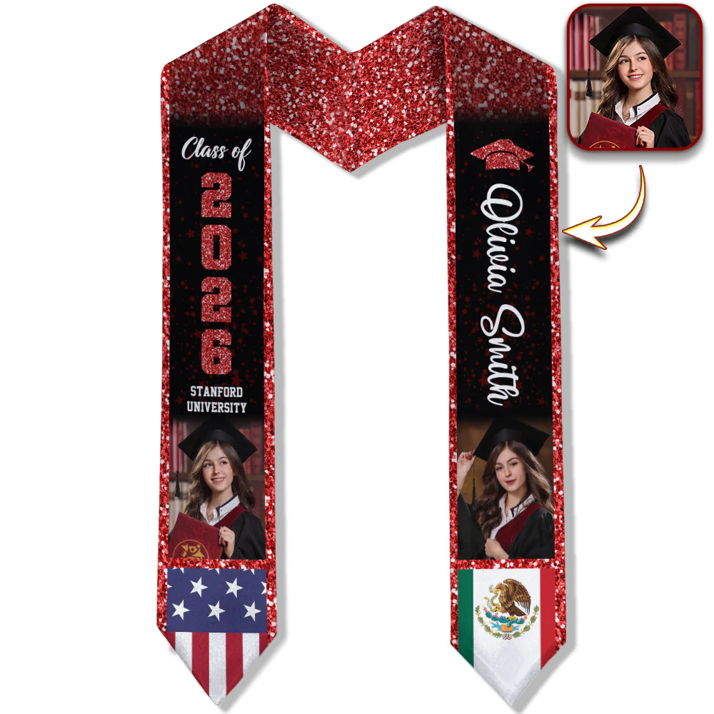 Custom Photo Class of 2026 Flag Graduation Stoles - Graduation Gift, Senior Gift HO82 901640 - Image 6