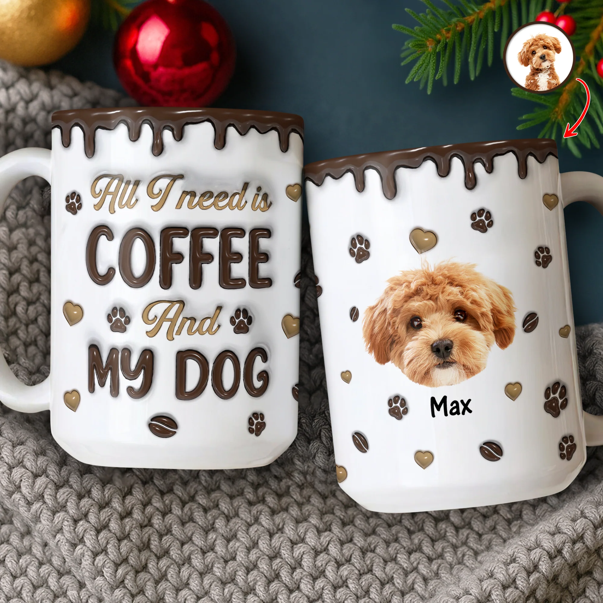 Custom Photo Coffee And Dog - Personalized 3D Inflated Effect Mug LM32 895129 - Image 13