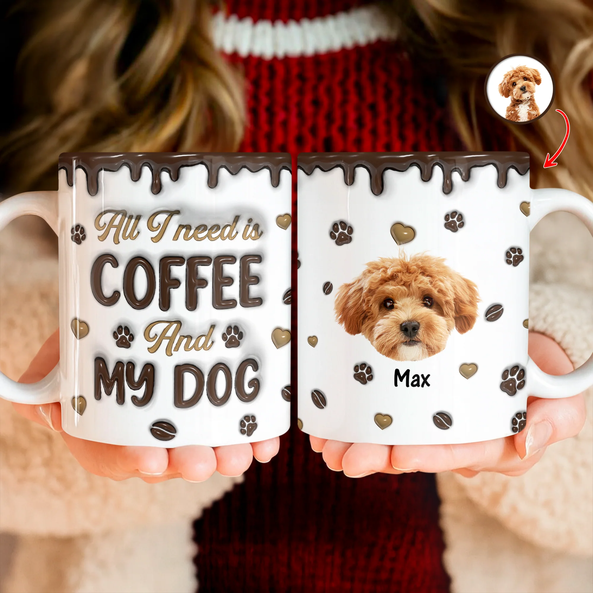 Custom Photo Coffee And Dog - Personalized 3D Inflated Effect Mug LM32 895129 - Image 4