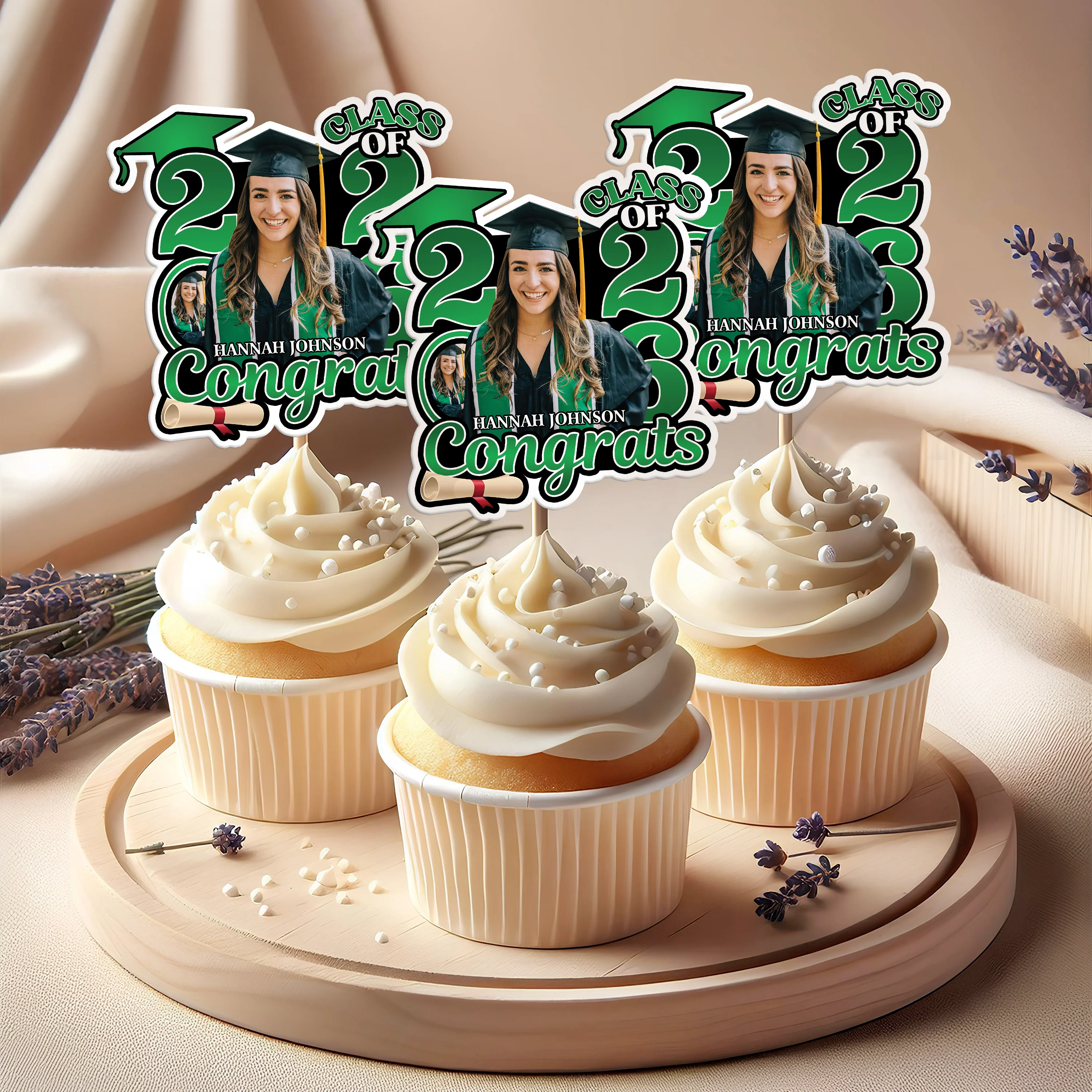 Custom Photo Congrats Class Of 2026 Cupcake Toppers HA75 920834 - Image 6