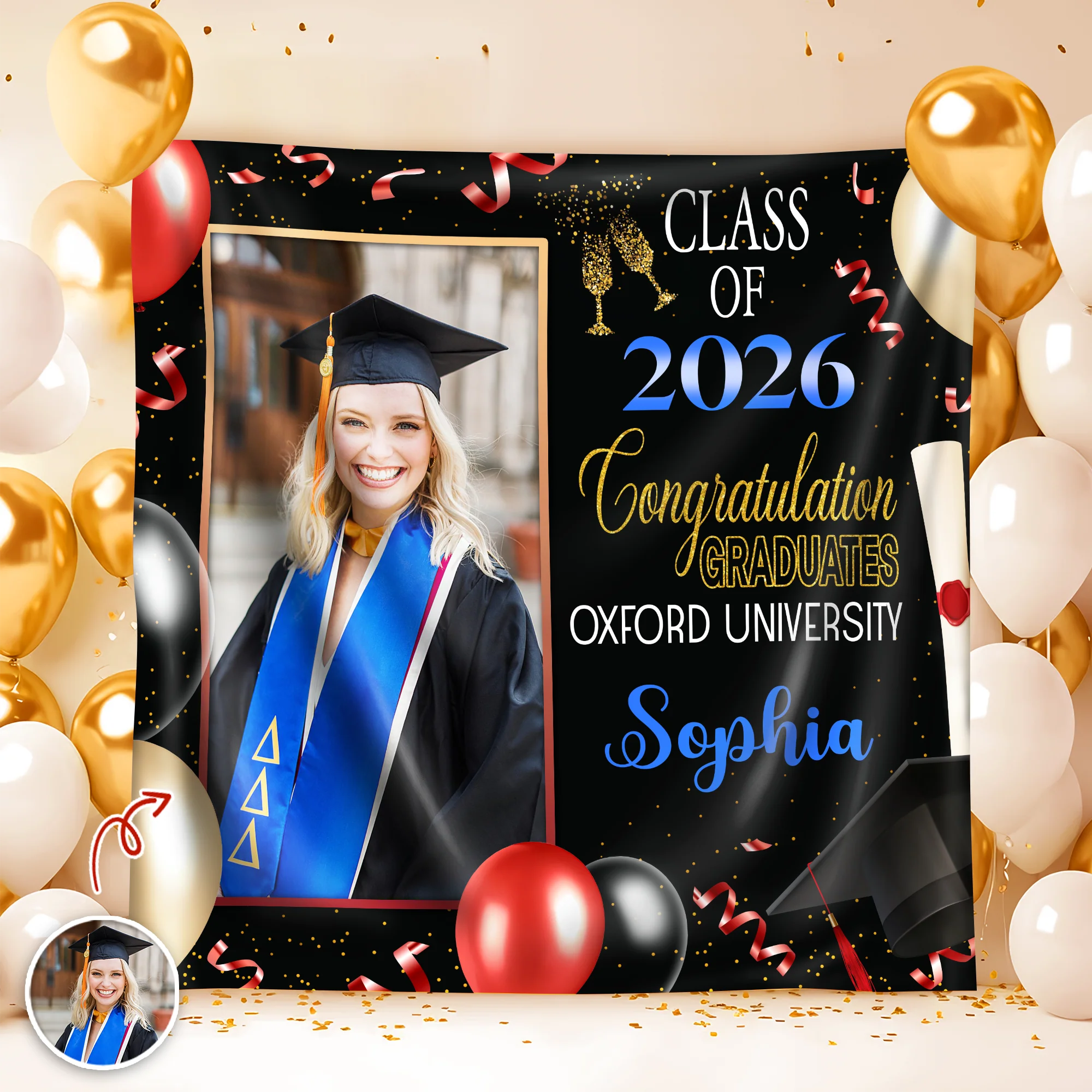 Custom Photo Congratulation Graduates Class of 2026 Backdrop TH10 898555 - Image 2