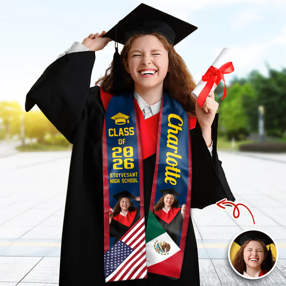 Custom Photo Country Flag Class of 2026 Graduation Stoles CH07 910060 - Image 3