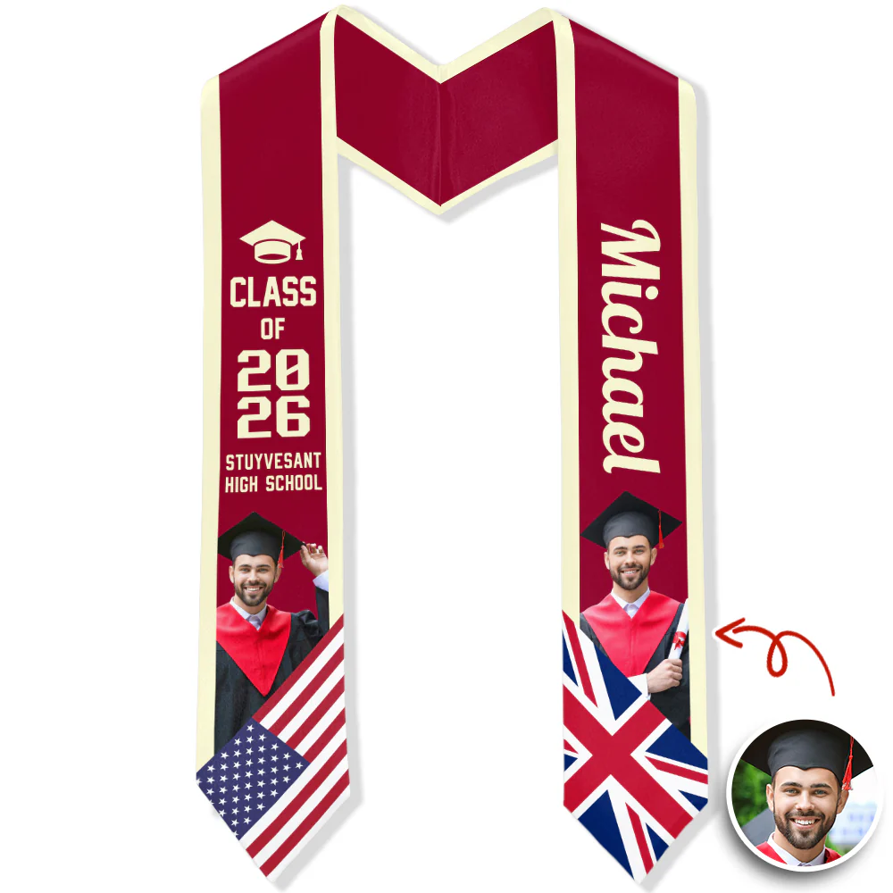 Custom Photo Country Flag Class of 2026 Graduation Stoles CH07 910060 - Image 6