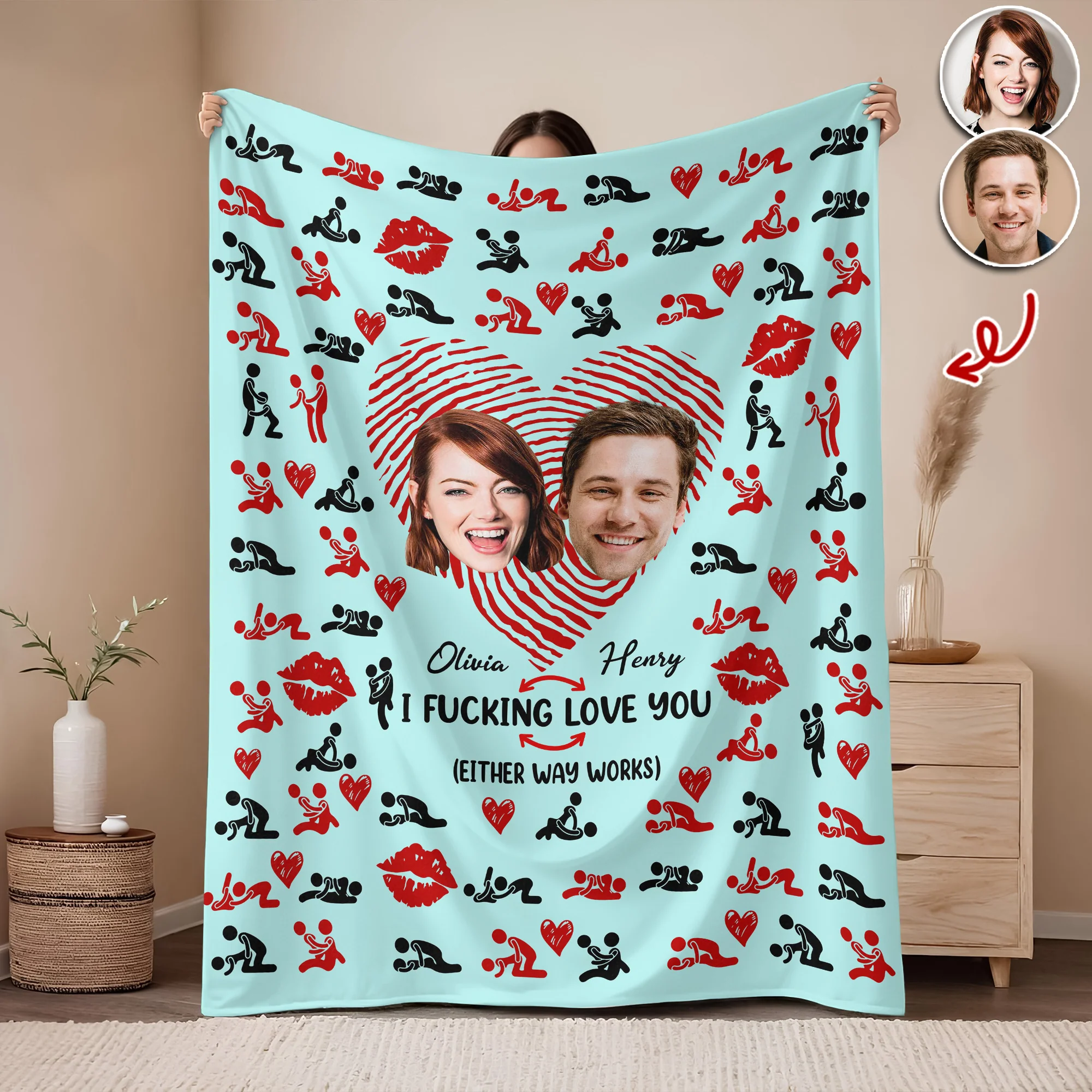 Custom Photo Couple Blanket Gift For Valentine's Day HA75 920010 - Image 4