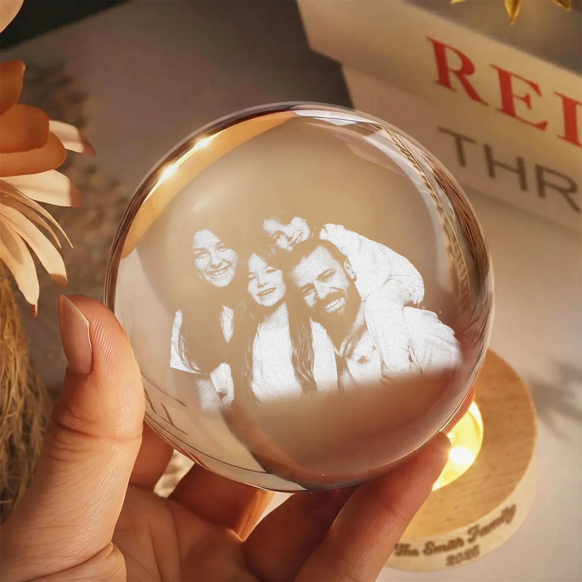 Custom Photo Crystal Ball LED Night Light Anniversary Gift, Family Memorial Decor LM32 669093 - Image 3