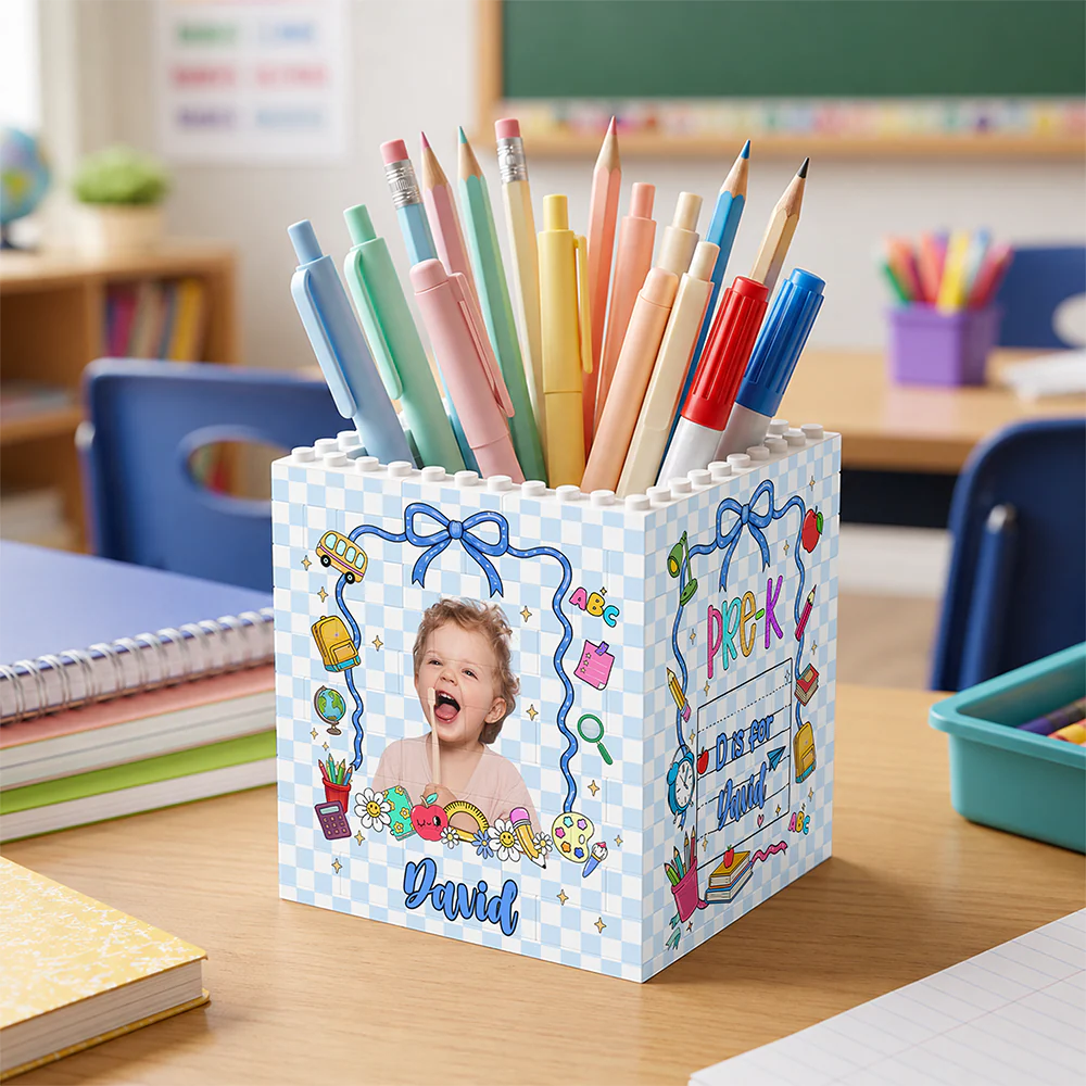 Custom Photo Cute Brick Pencil Pot Personalized Back To School Gift For Kids HA75 921646 - Image 2